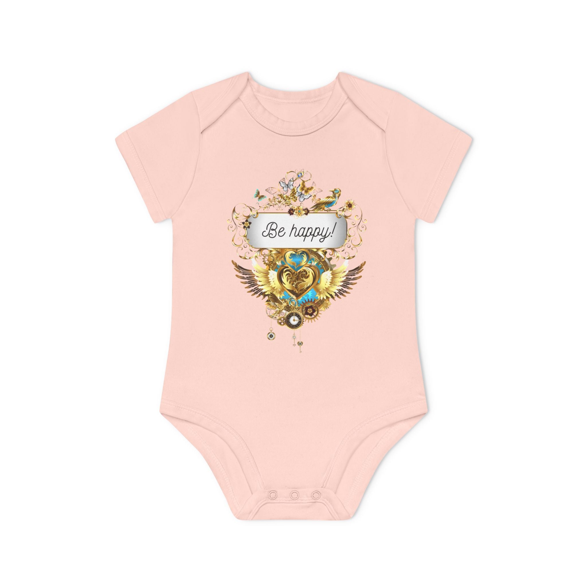 Baby-Bodysuit - "Be Happy!" aus Bio-Baumwolle
