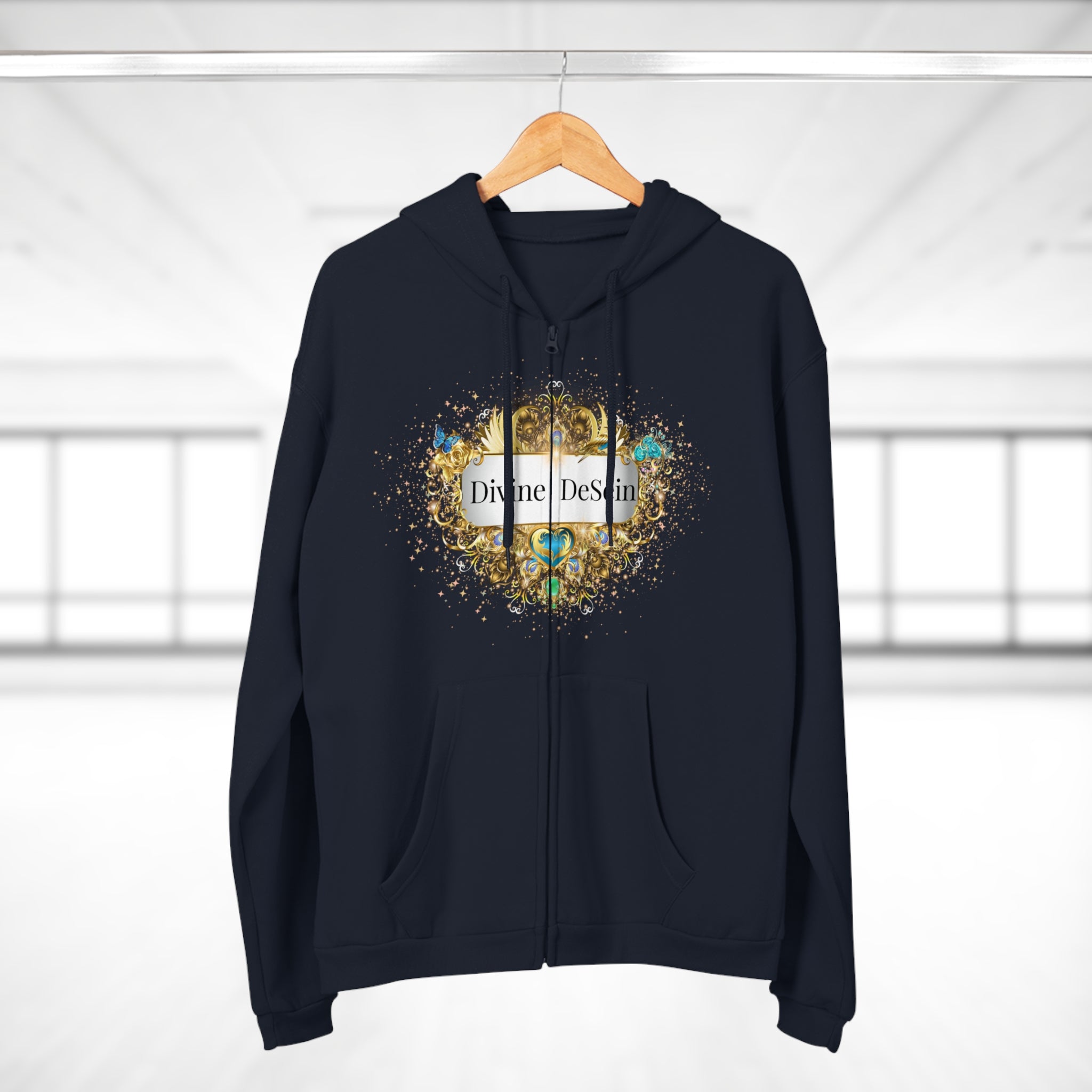 Space Energy Zip Hoodie with Universal Statement - Divine DeSein