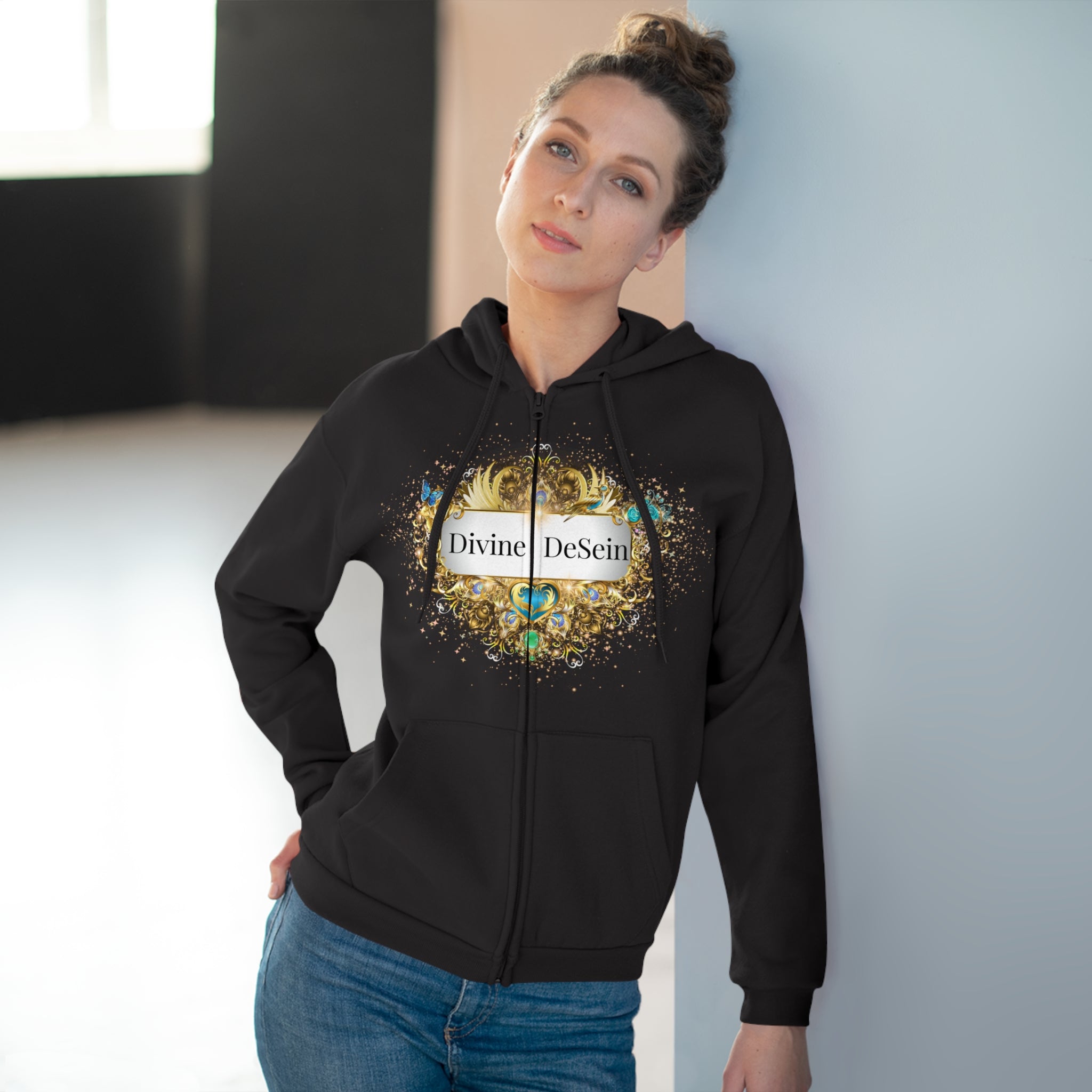 Space Energy Zip Hoodie with Universal Statement - Divine DeSein
