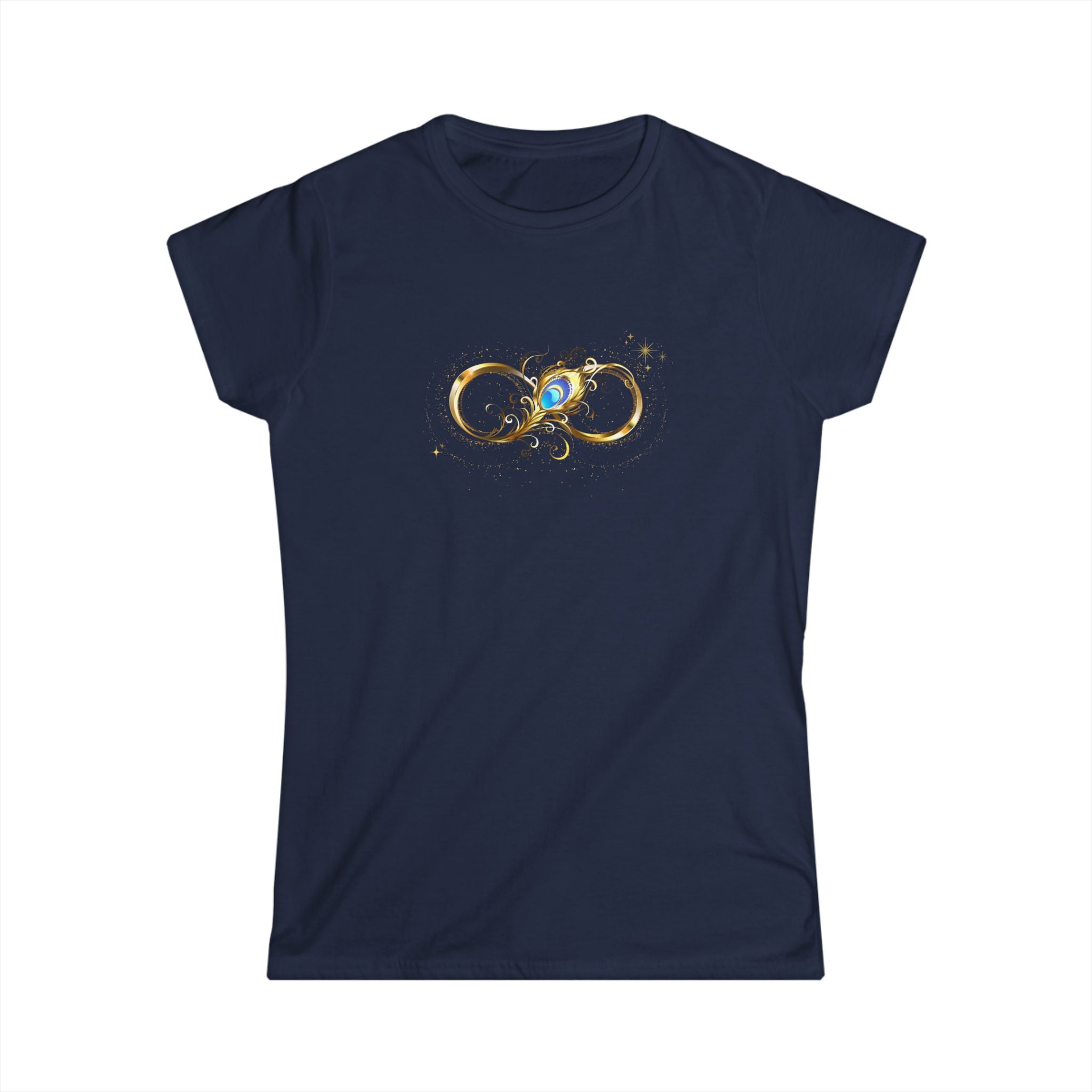 Goldenes Infinity Symbol - figurbetontes Damen T-Shirt