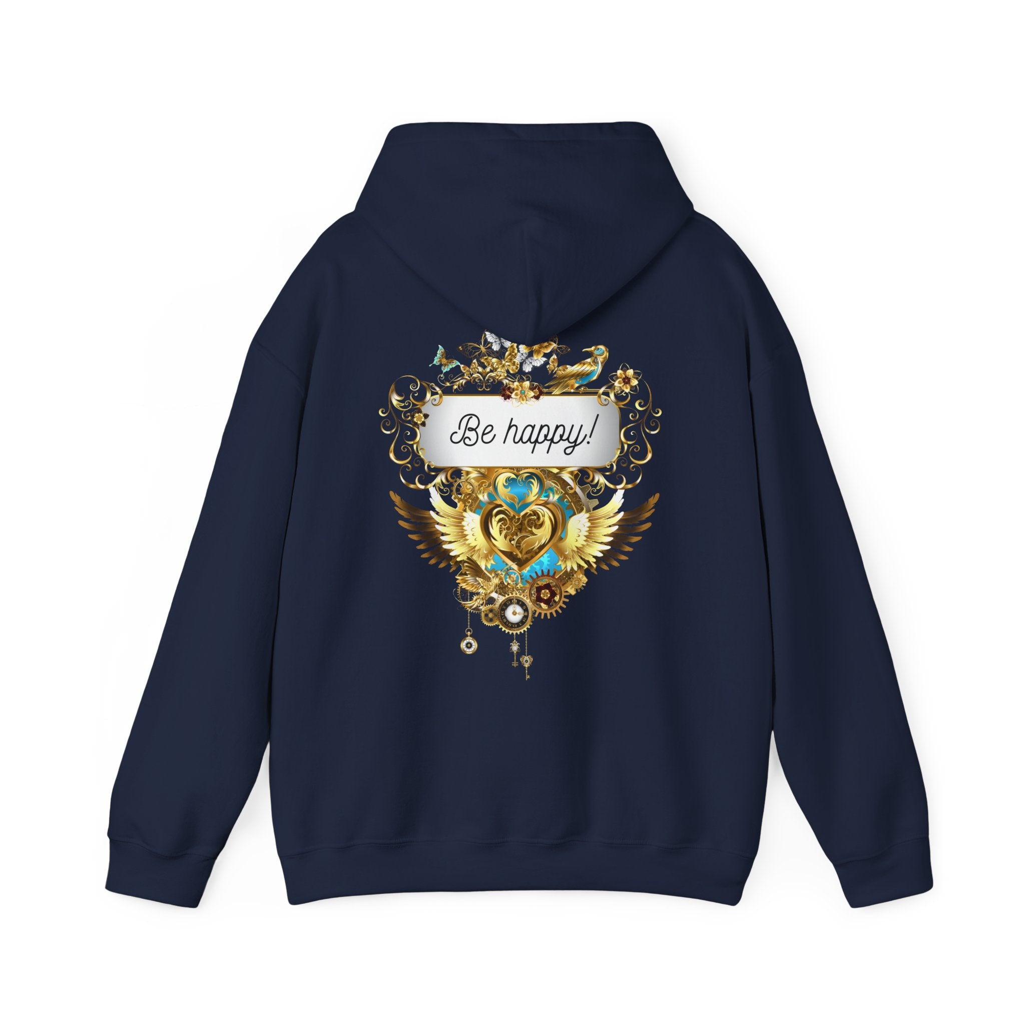 Be Happy - Kuscheliger Statement Hoodie für Männer - Divine DeSein
