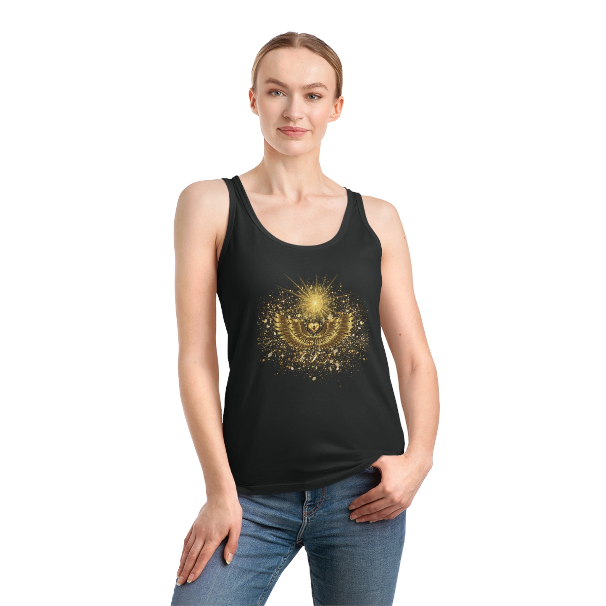 Spirituelles Damentop "Golden Wing" Tank Top aus Bio-Baumwolle - Divine DeSein