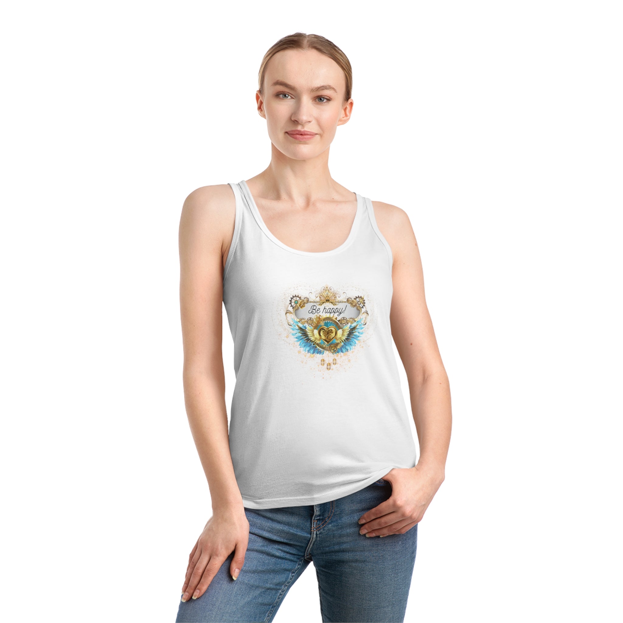 Nachhaltiges Damentop "Be Happy" Tank Top aus Bio-Baumwolle - Divine DeSein