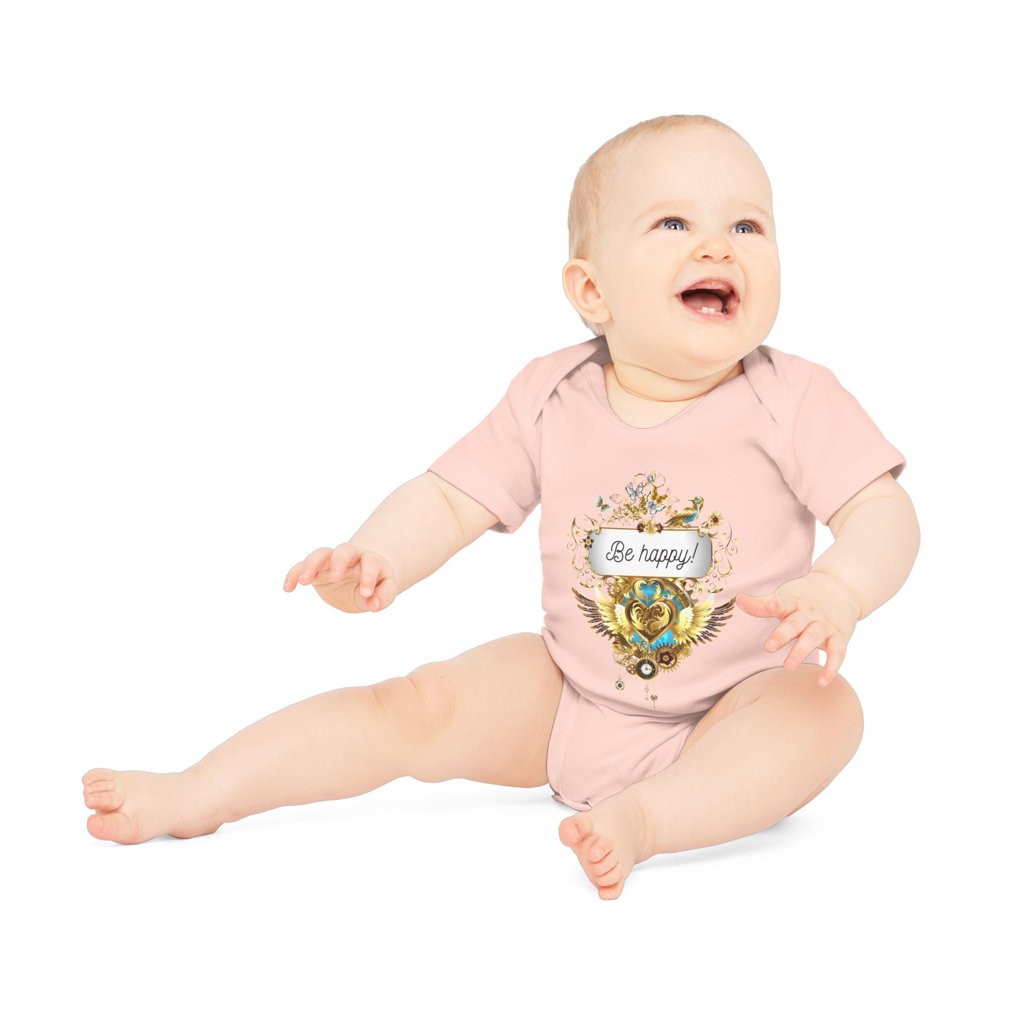 Baby-Bodysuit - "Be Happy!" aus Bio-Baumwolle