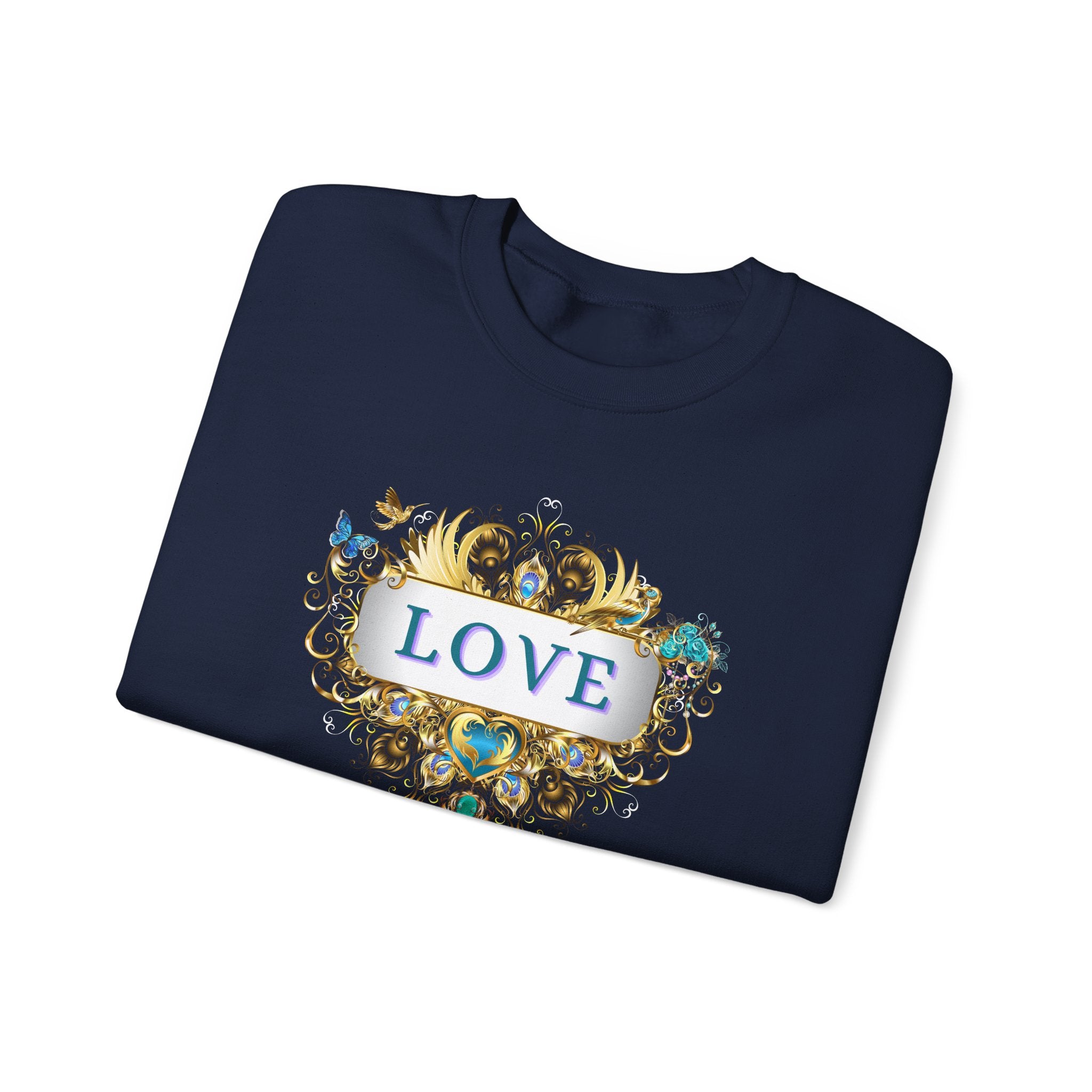 LOVE – Statement Sweatshirt mit filigranem Golddruck - Divine DeSein