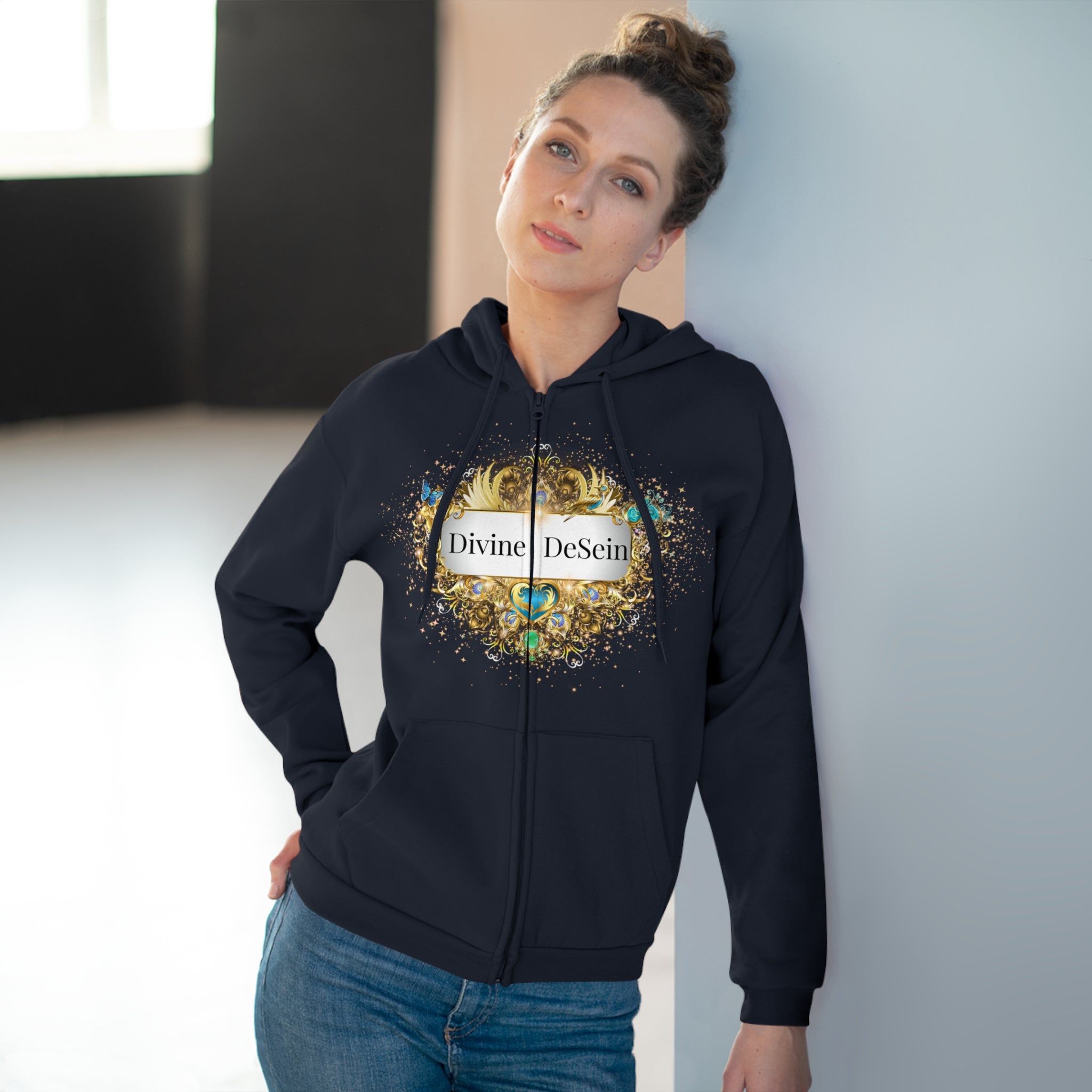 Space Energy Zip Hoodie with Universal Statement - Divine DeSein