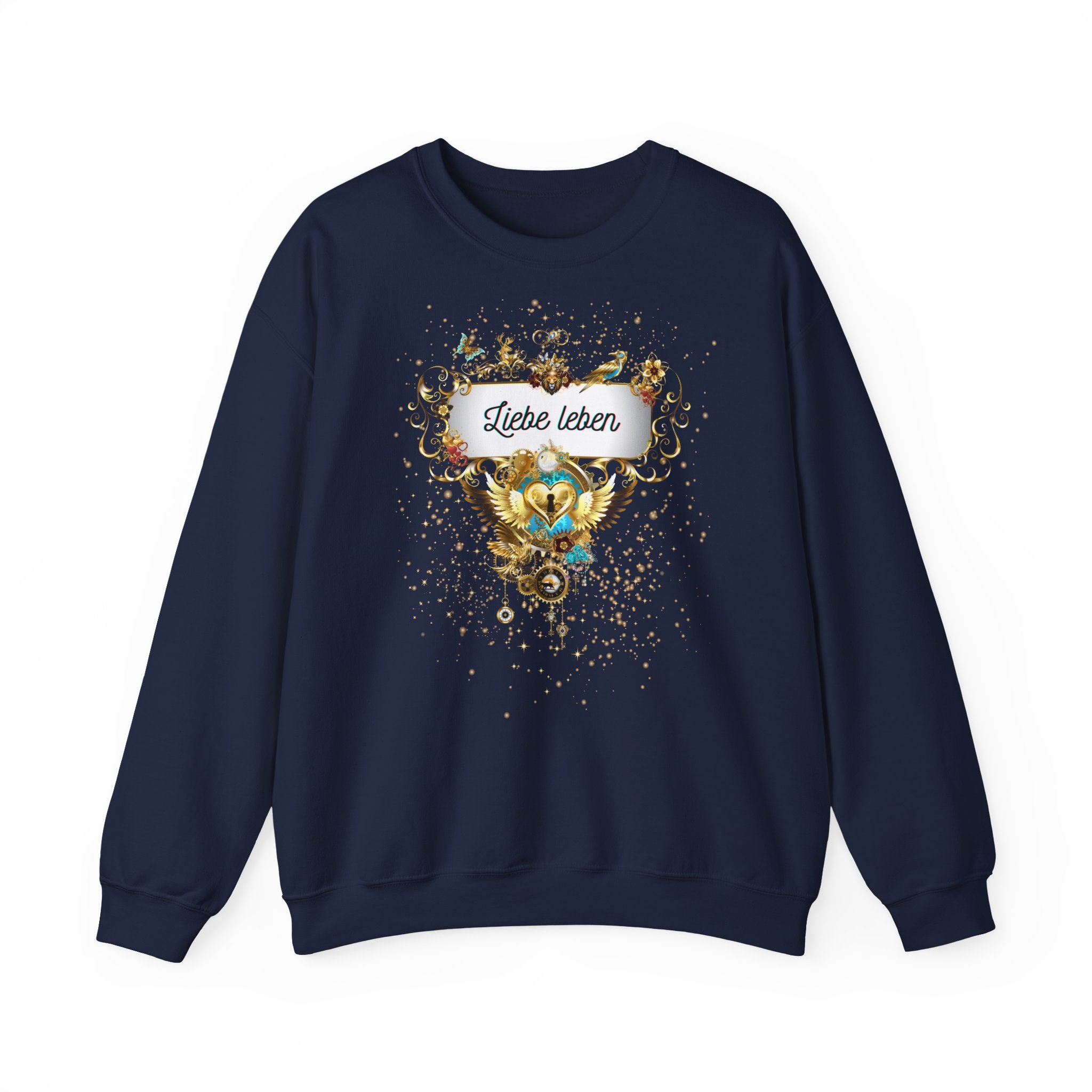 Liebe Leben – Statement Sweatshirt mit filigranem Golddruck - Divine DeSein