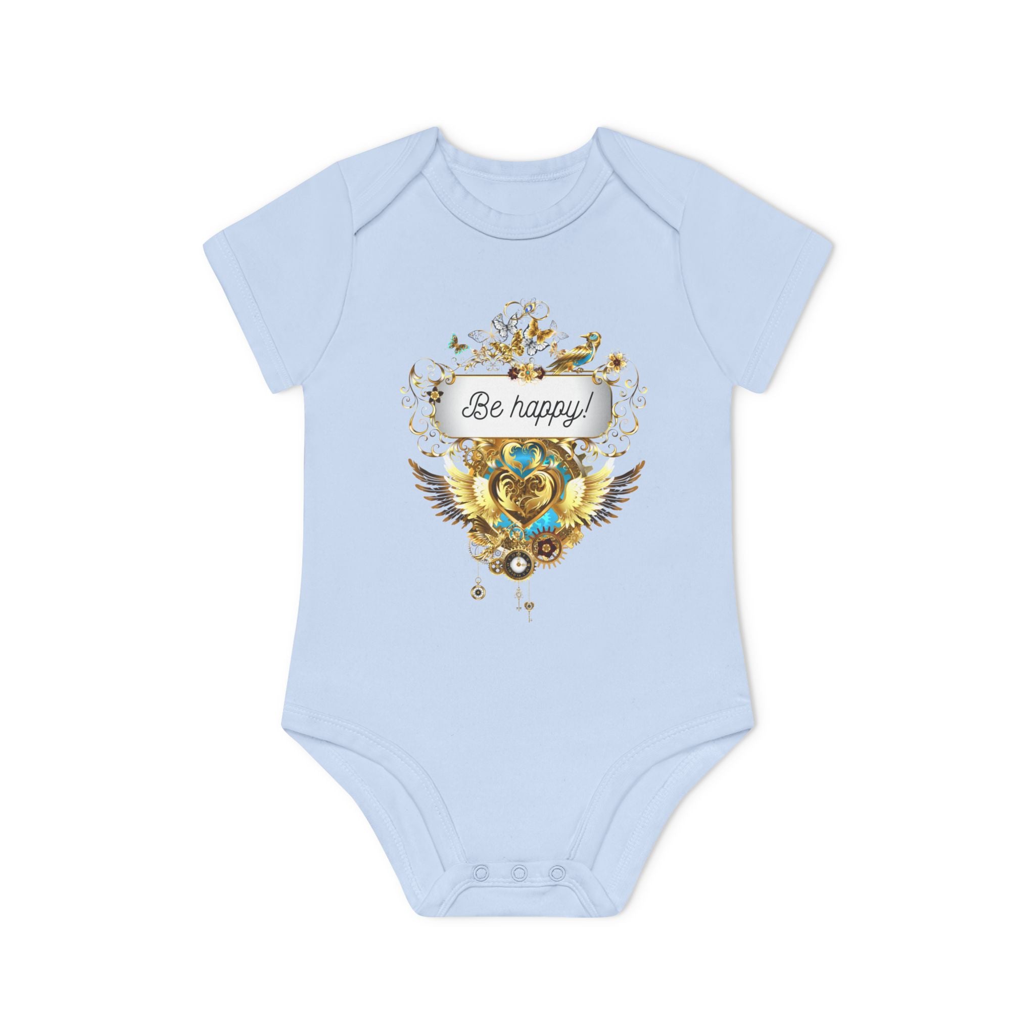 Baby-Bodysuit - "Be Happy!" aus Bio-Baumwolle
