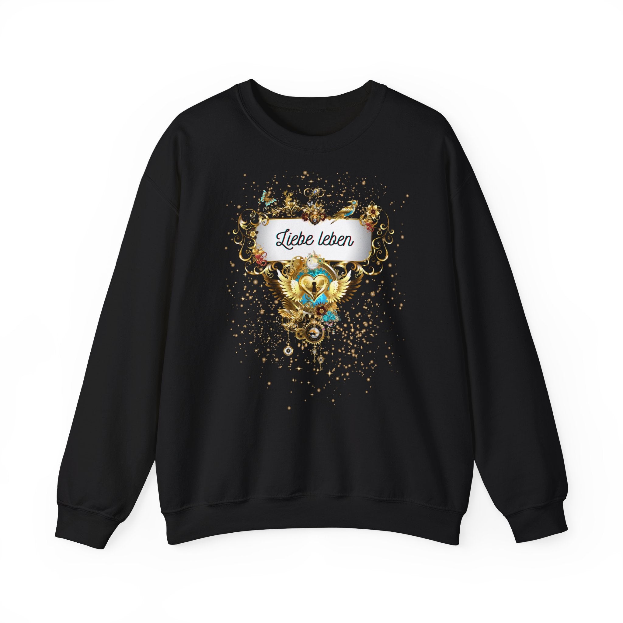 Liebe Leben – Statement Sweatshirt mit filigranem Golddruck - Divine DeSein