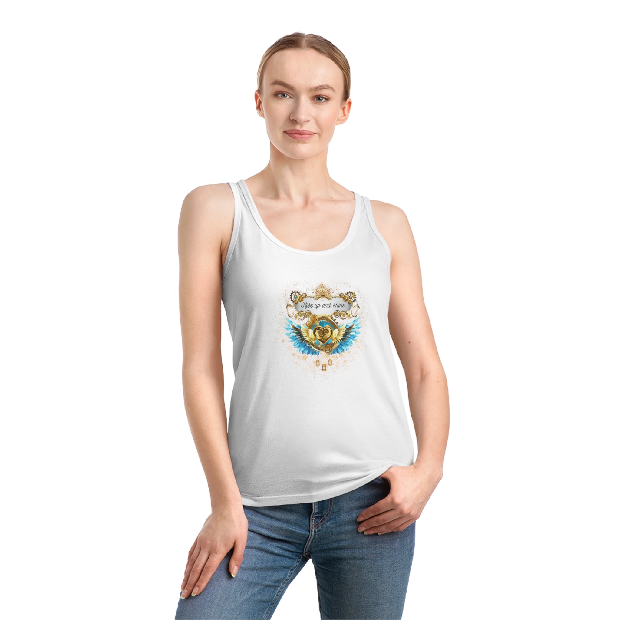 Designer Damentop "Rise up & shine"Tank Top aus Bio-Baumwolle - Divine DeSein