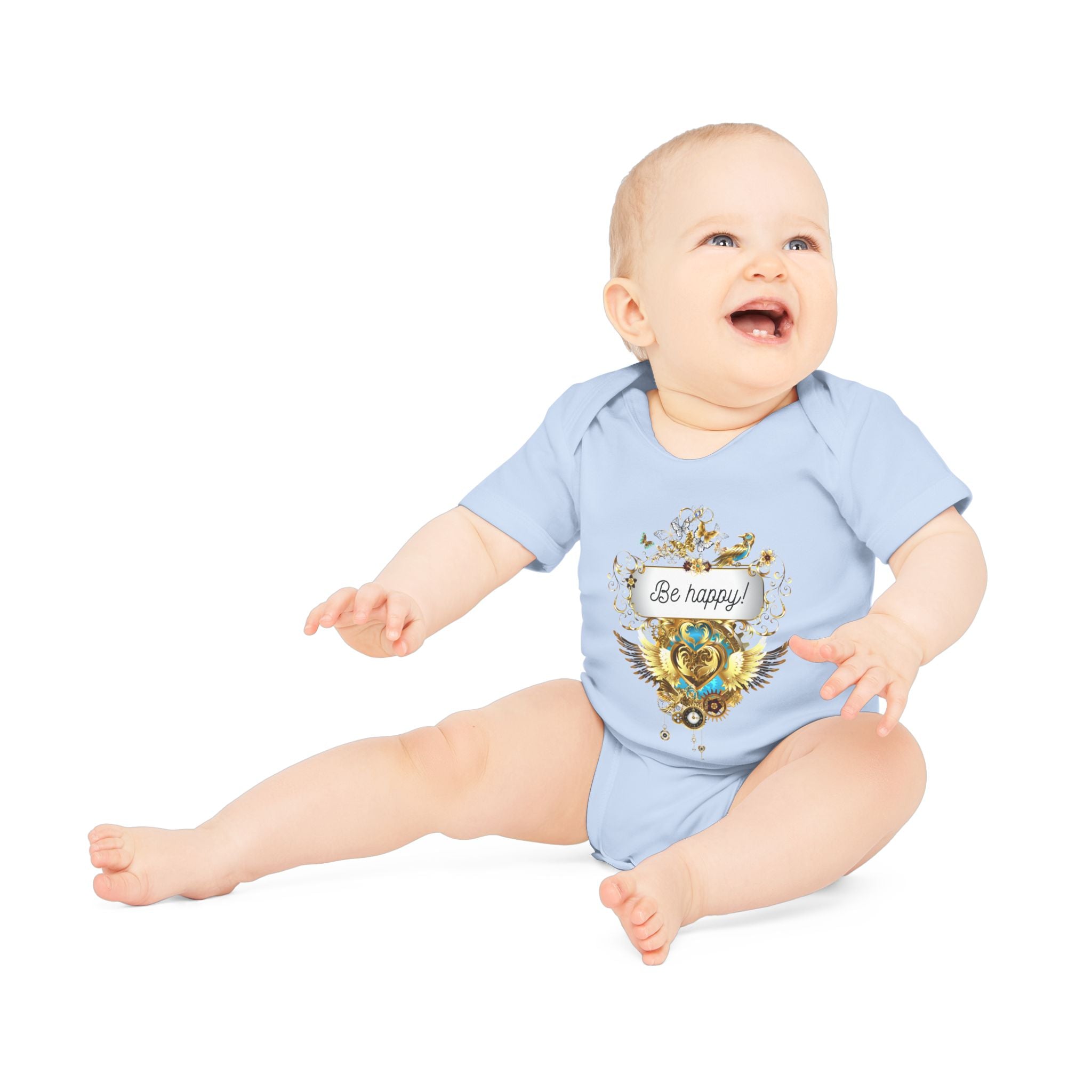 Baby-Bodysuit - "Be Happy!" aus Bio-Baumwolle