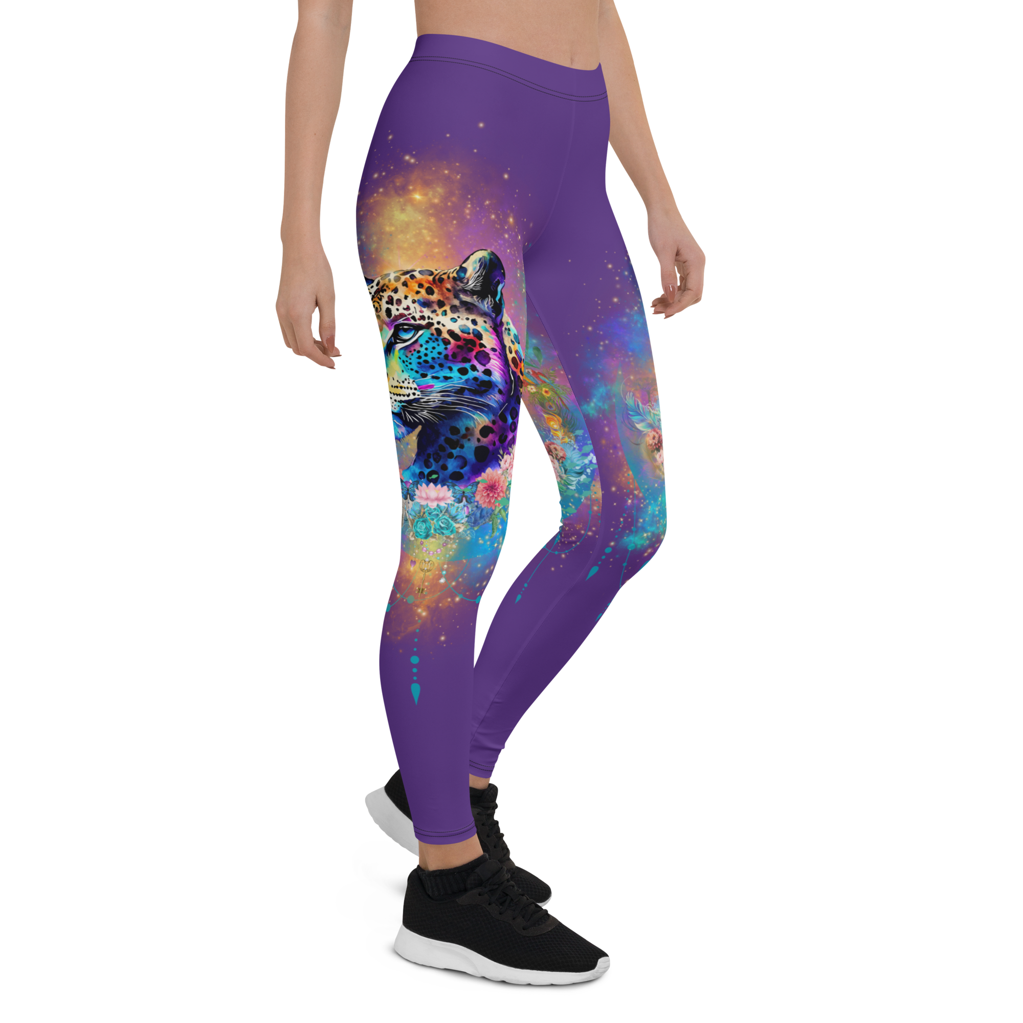 Besondere Leoparden Leggings - Bagheera´s Zauber - violett schmaler Bund - Divine DeSein