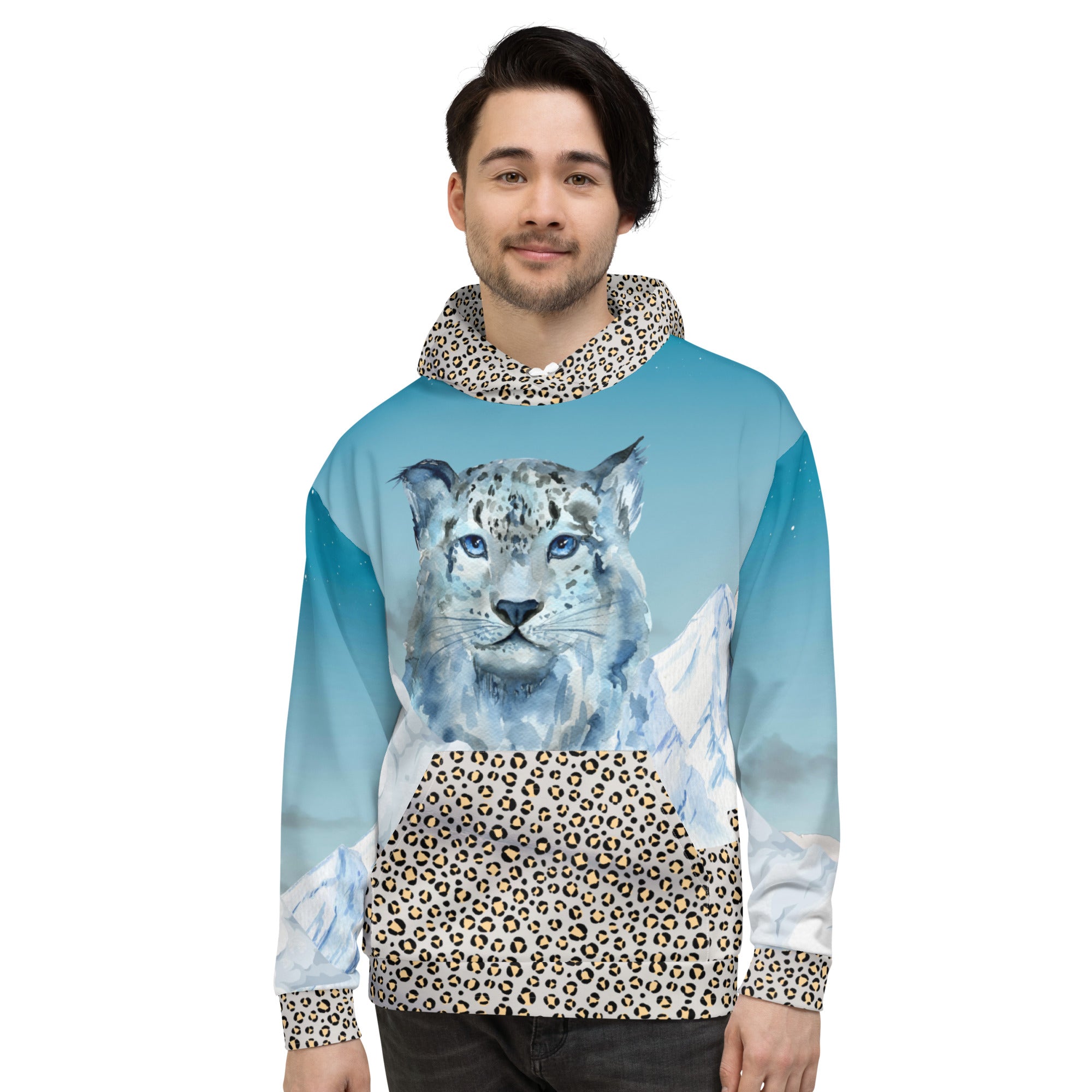 Schneeleoparden Unisex-Kapuzenpullover - Divine DeSein