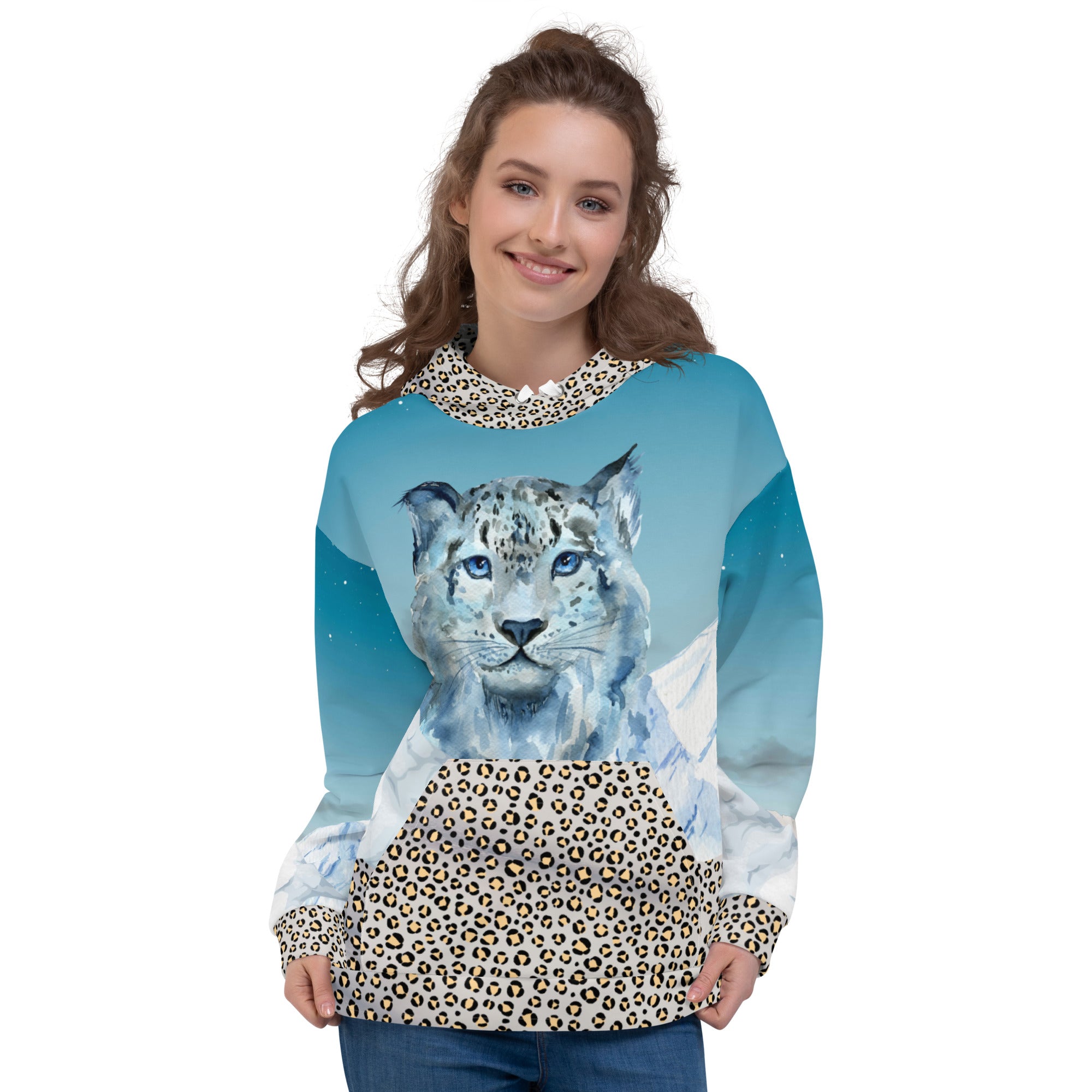 Schneeleoparden Unisex-Kapuzenpullover - Divine DeSein
