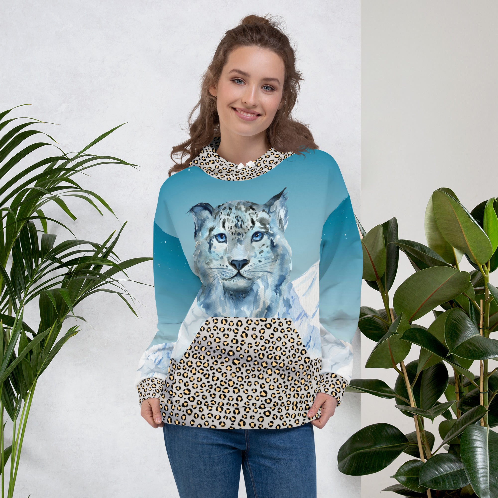 Schneeleoparden Unisex-Kapuzenpullover - Divine DeSein
