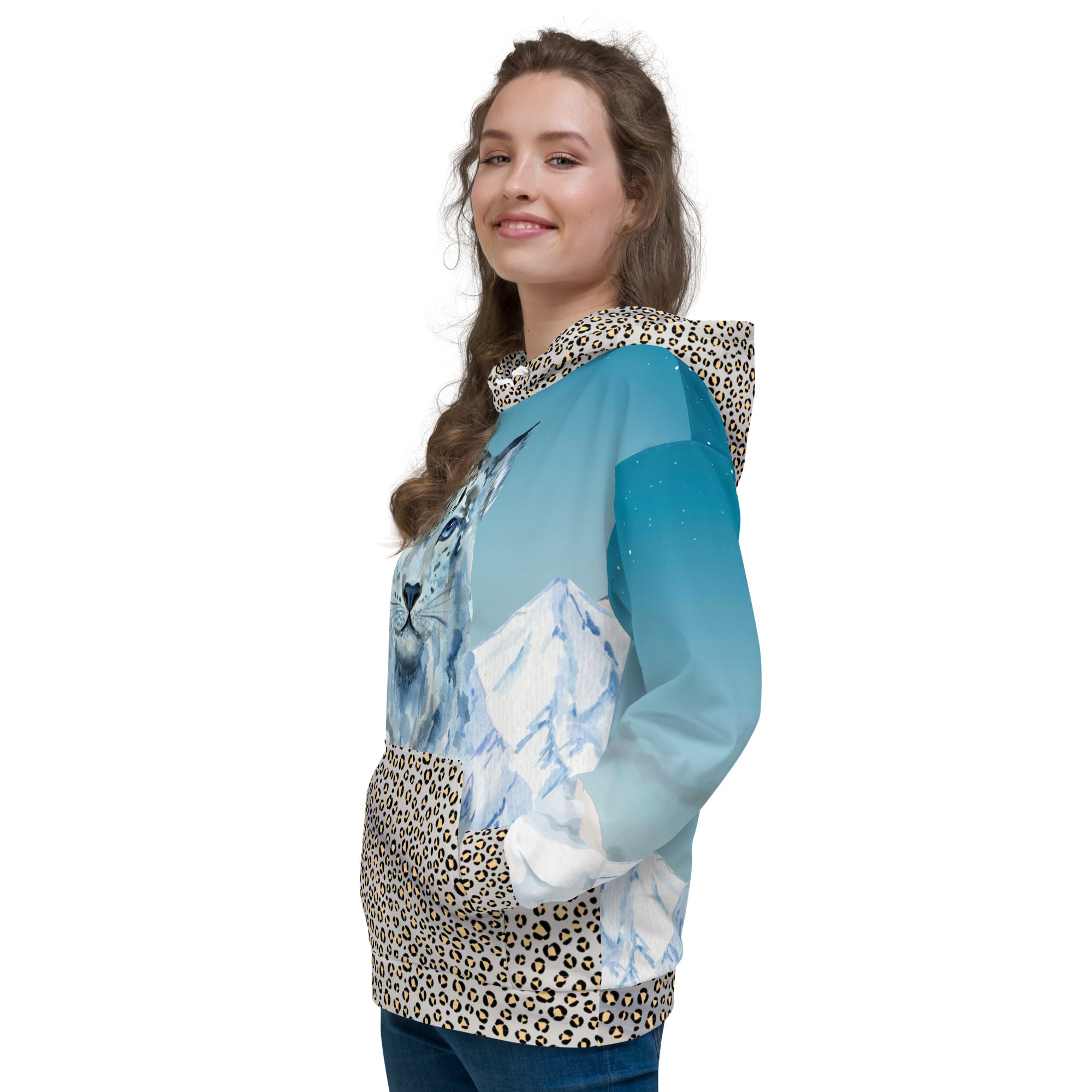 Schneeleoparden Unisex-Kapuzenpullover - Divine DeSein