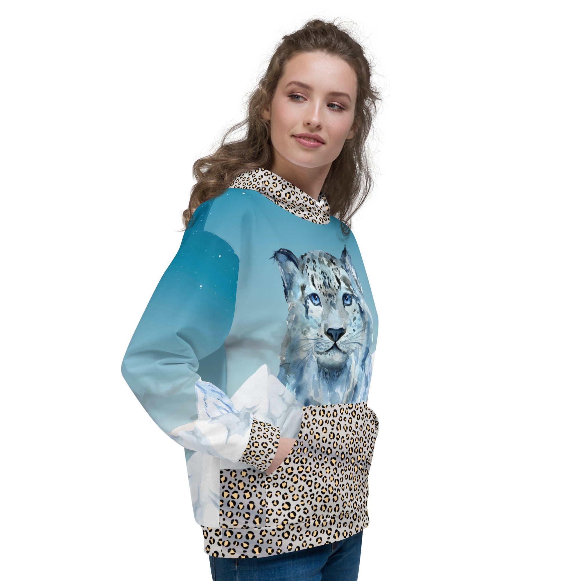 Schneeleoparden Unisex-Kapuzenpullover - Divine DeSein