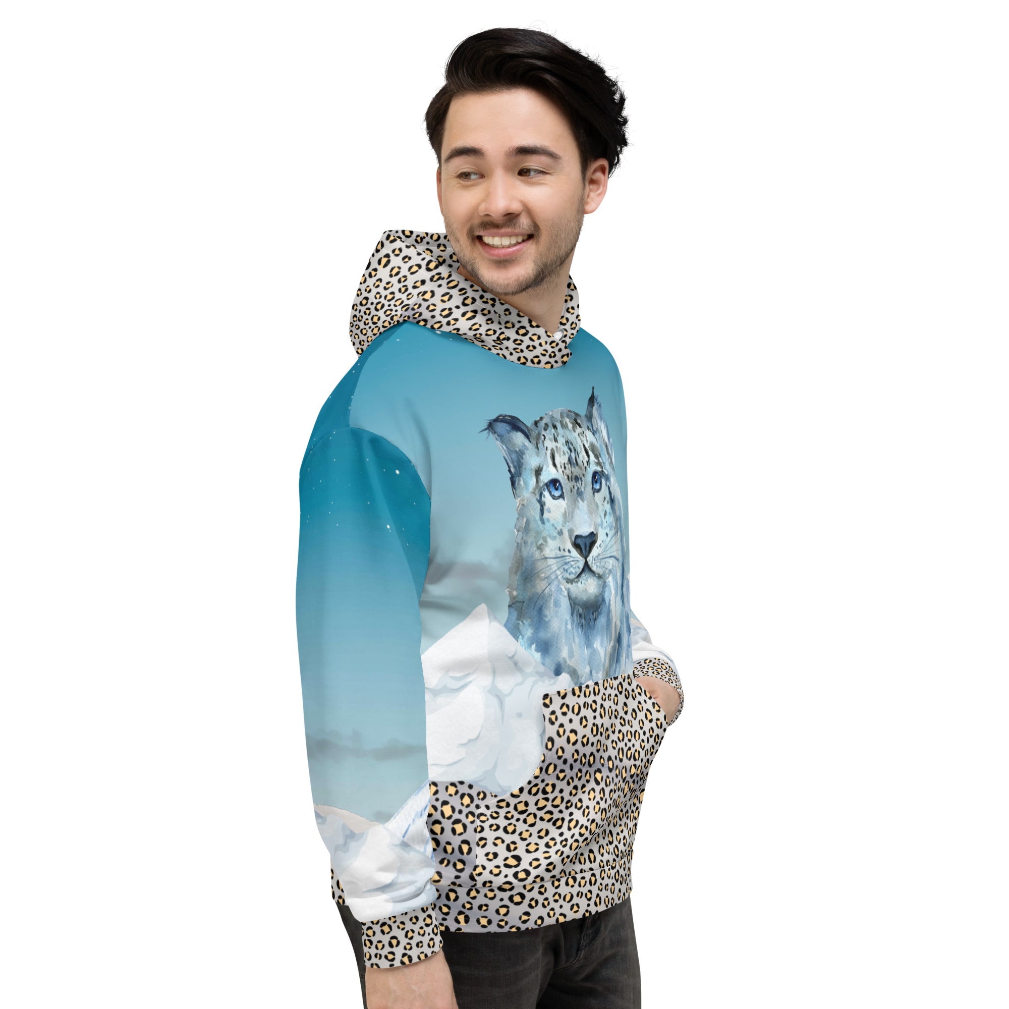 Schneeleoparden Unisex-Kapuzenpullover - Divine DeSein