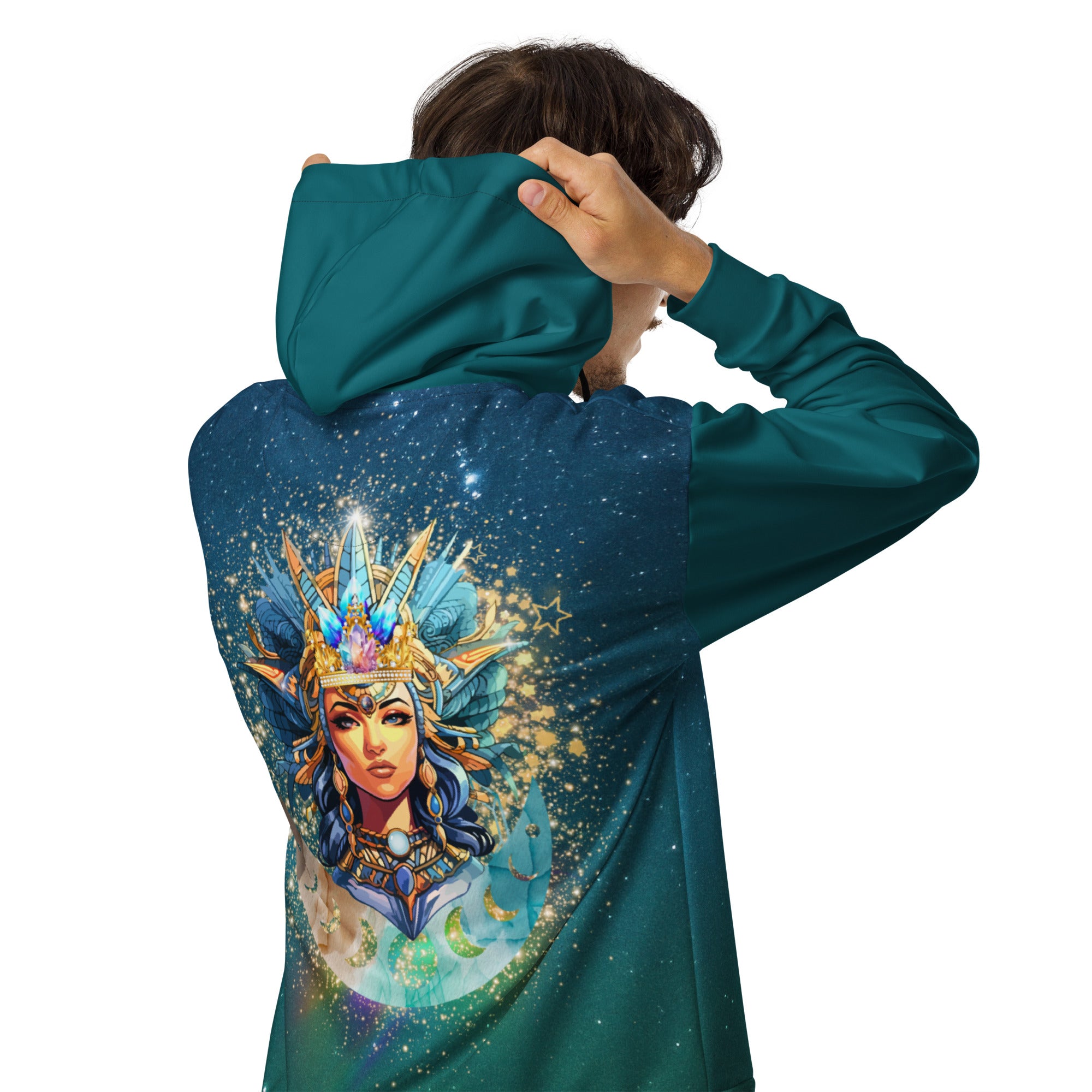 Neith Göttin - Unisex Zip-Hoodie Ozeanblau - Divine DeSein