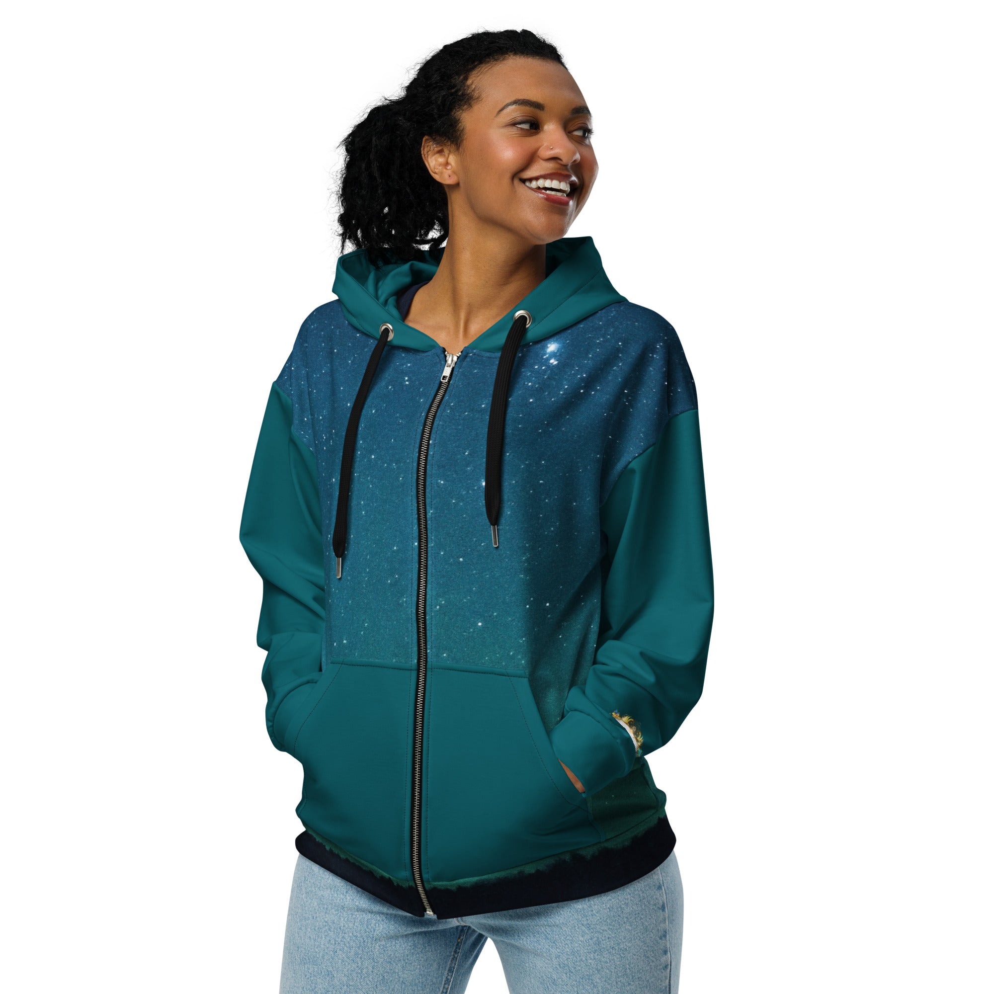 Neith Göttin - Unisex Zip-Hoodie Ozeanblau - Divine DeSein