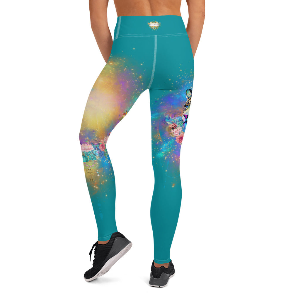 Bunte Leoparden Leggings - Bagheera´s Zauber -Ostblau - Divine DeSein