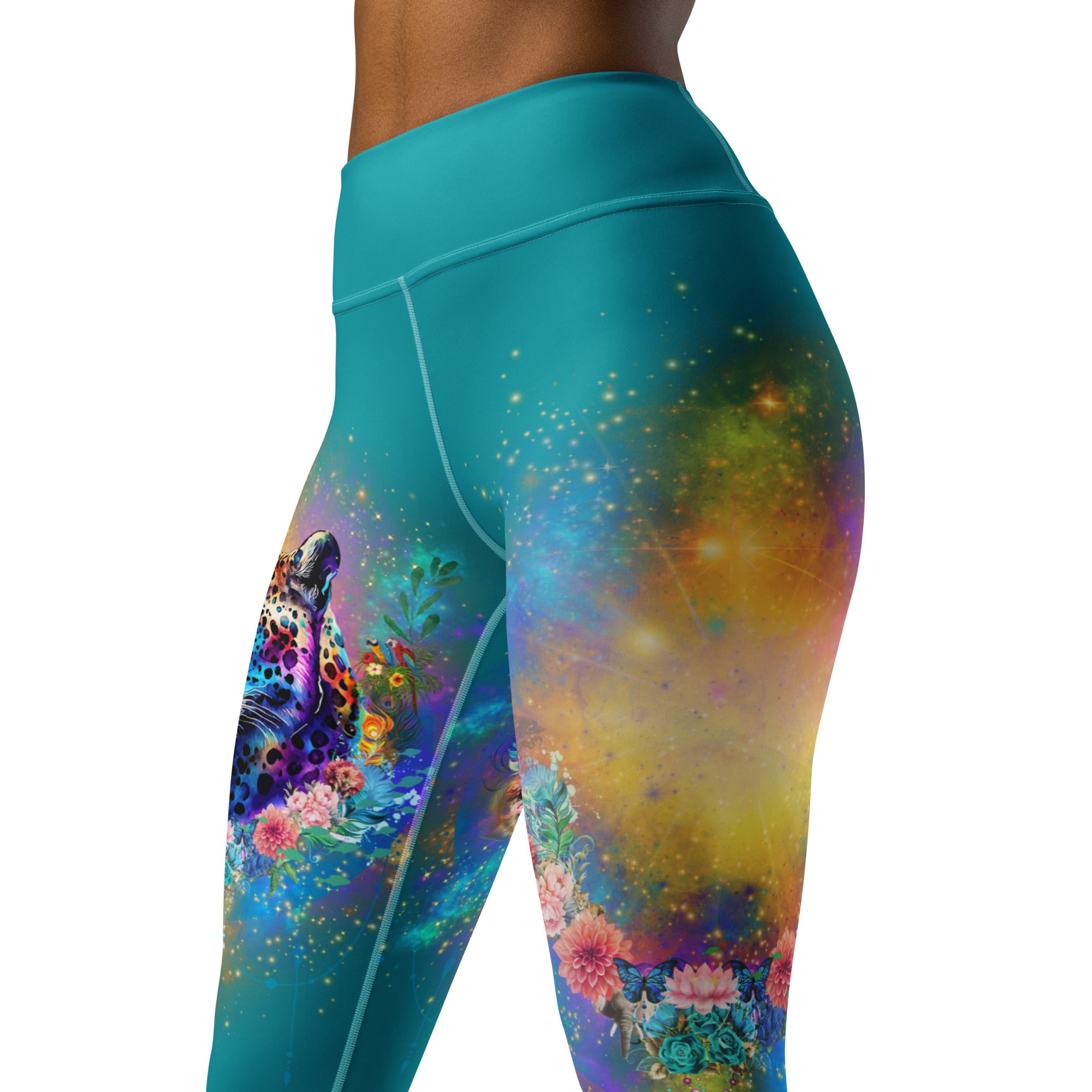 Bunte Leoparden Leggings - Bagheera´s Zauber -Ostblau - Divine DeSein