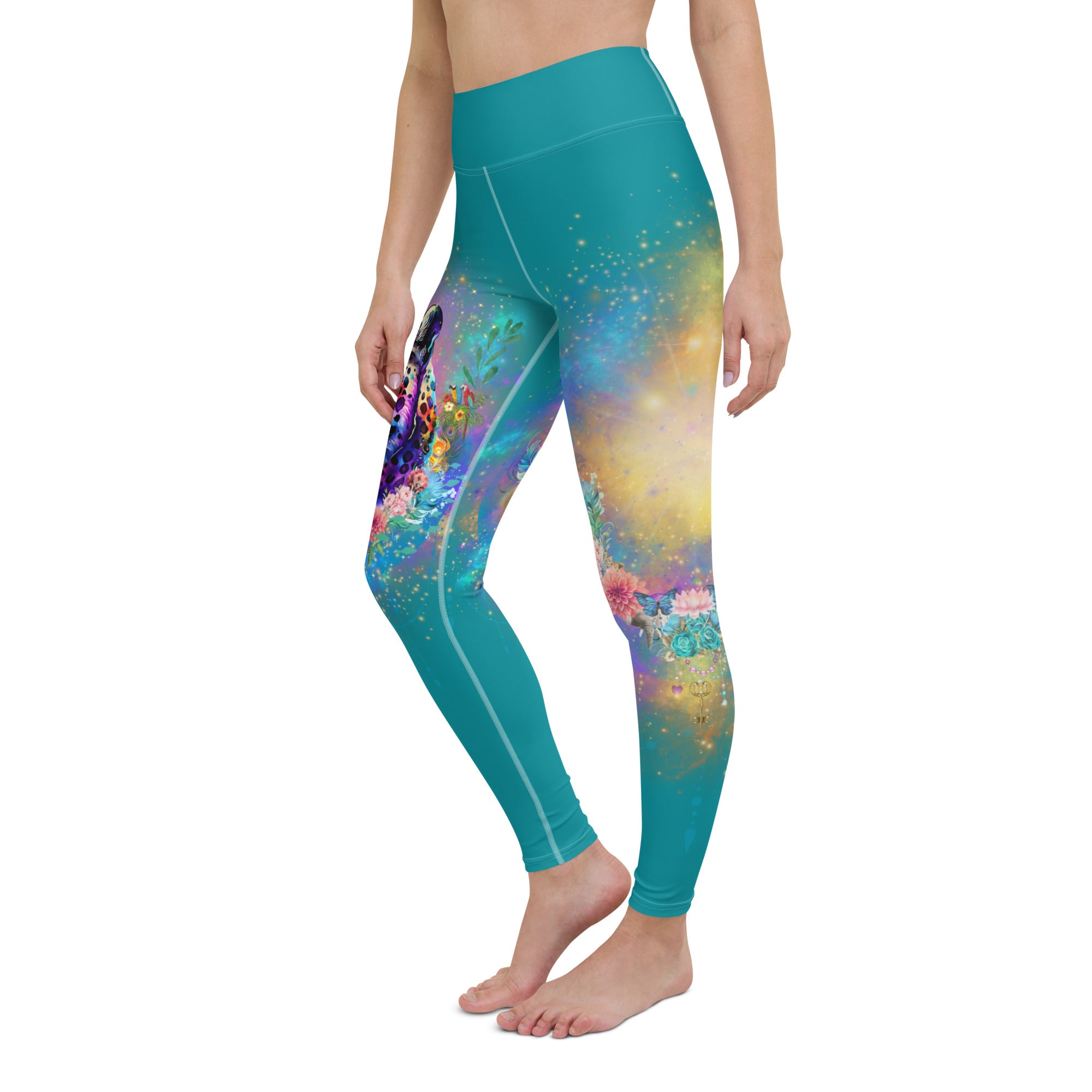 Bunte Leoparden Leggings - Bagheera´s Zauber -Ostblau - Divine DeSein