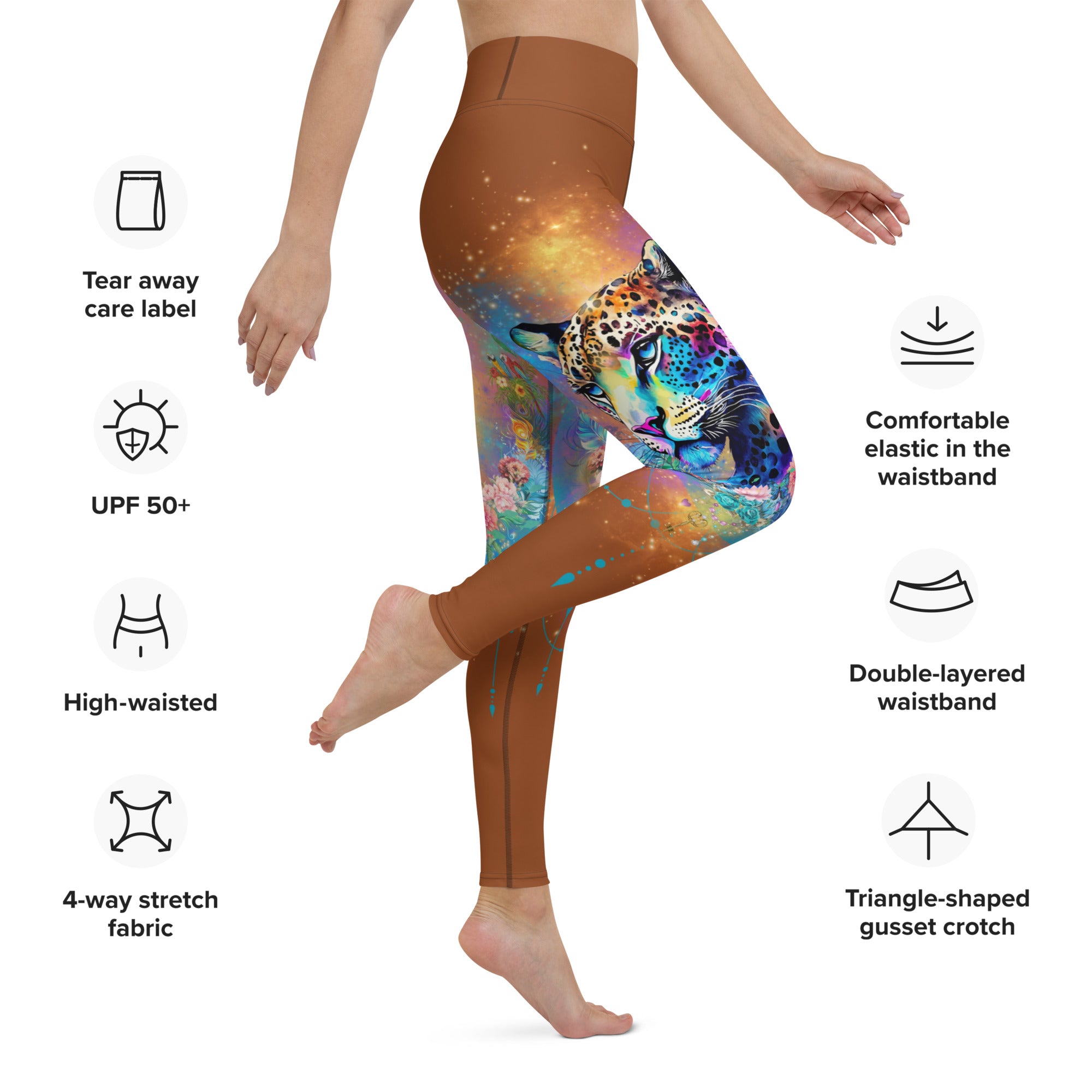 Bunte Leoparden Leggings - Bagheera´s Zauber -sattes Braun - Divine DeSein