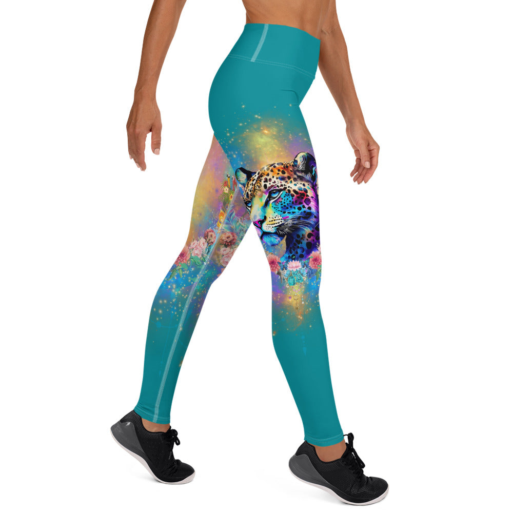 Bunte Leoparden Leggings - Bagheera´s Zauber -Ostblau - Divine DeSein