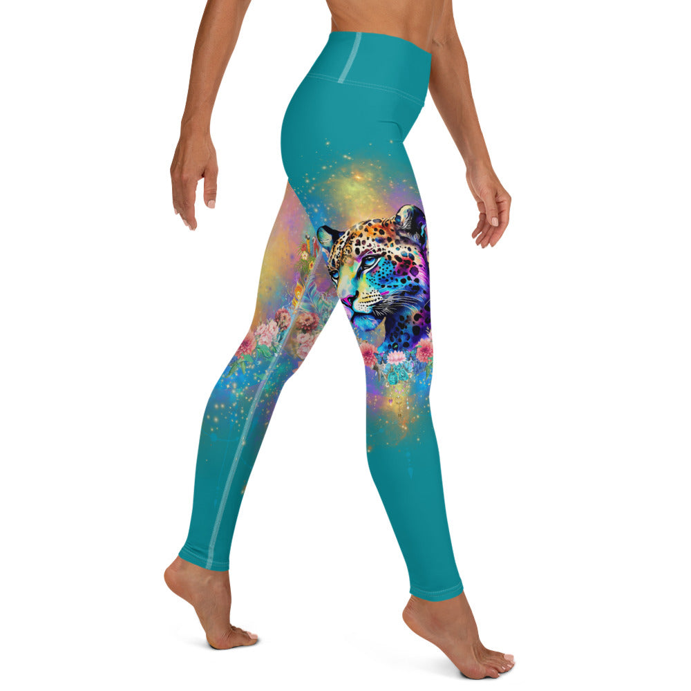 Bunte Leoparden Leggings - Bagheera´s Zauber -Ostblau - Divine DeSein