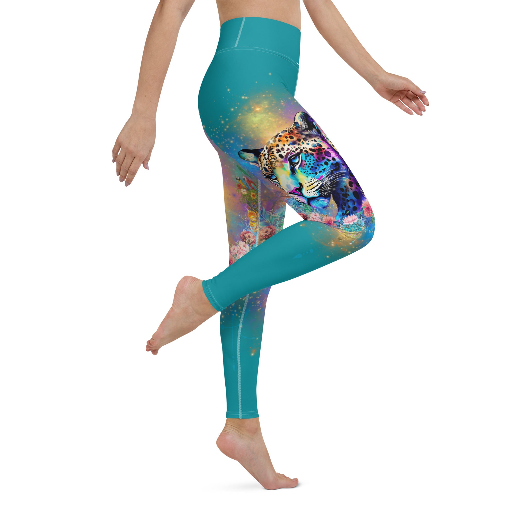 Bunte Leoparden Leggings - Bagheera´s Zauber -Ostblau - Divine DeSein