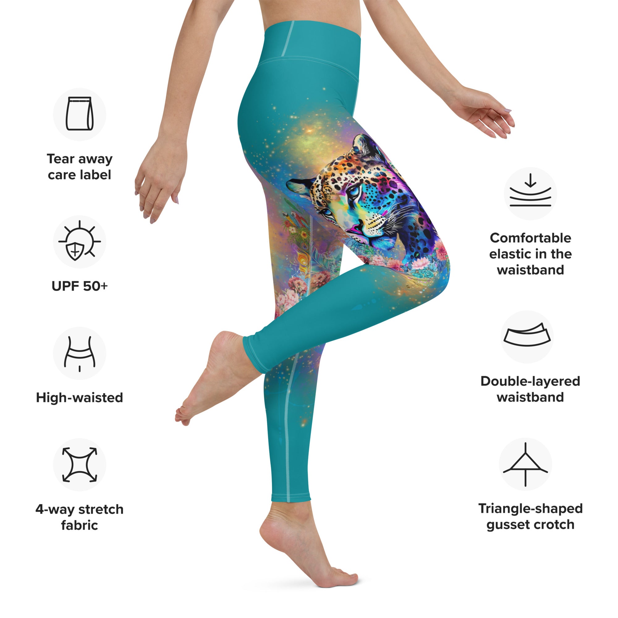 Bunte Leoparden Leggings - Bagheera´s Zauber -Ostblau - Divine DeSein