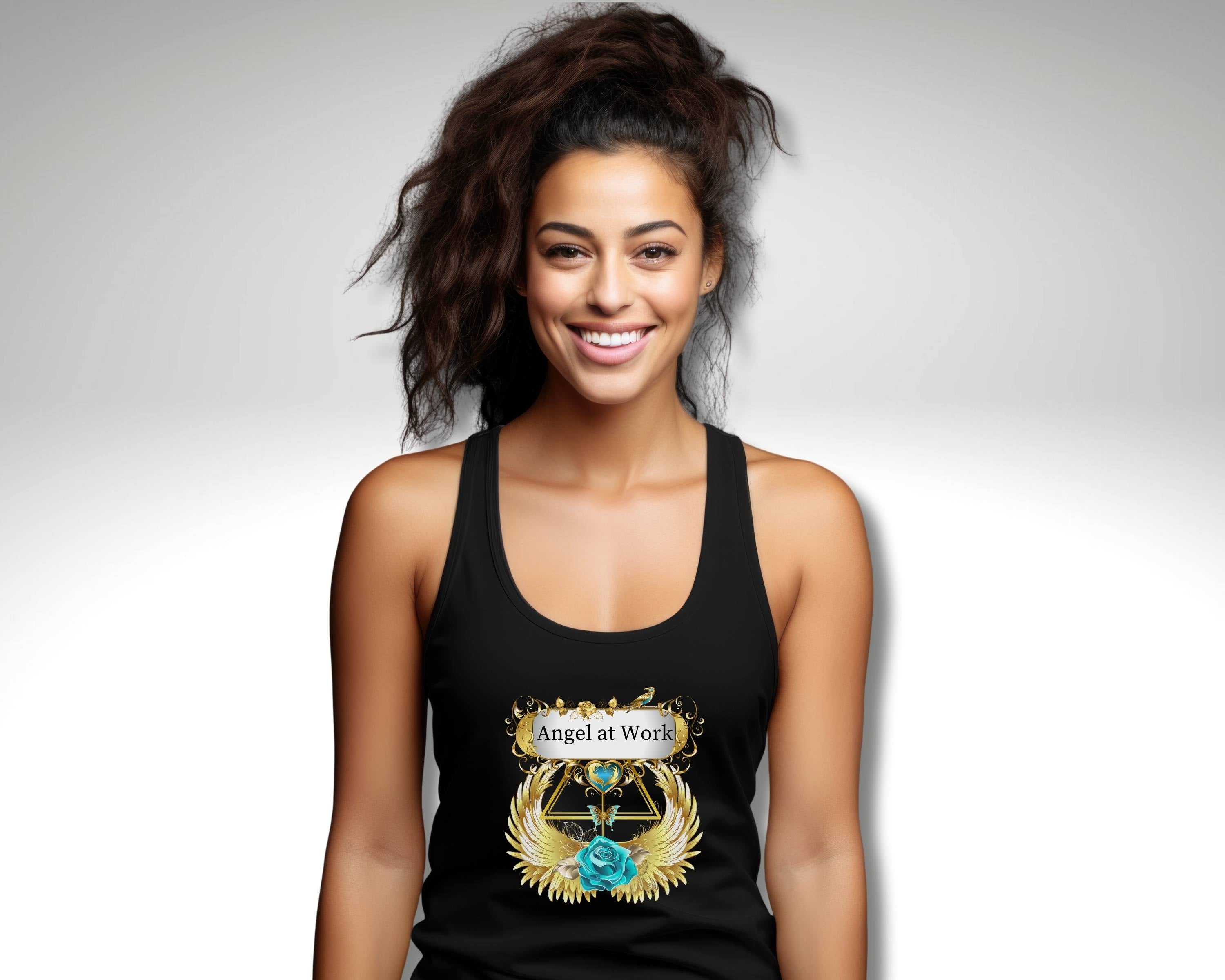Spirituelles Damentop "Angel at Work" Tank Top aus Bio-Baumwolle - Divine DeSein