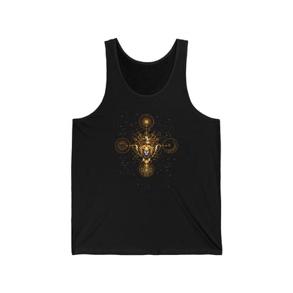 Tank Top – Mystischer goldener Löwe mit heiligen Symbolen und Sri Yantra - Divine DeSein