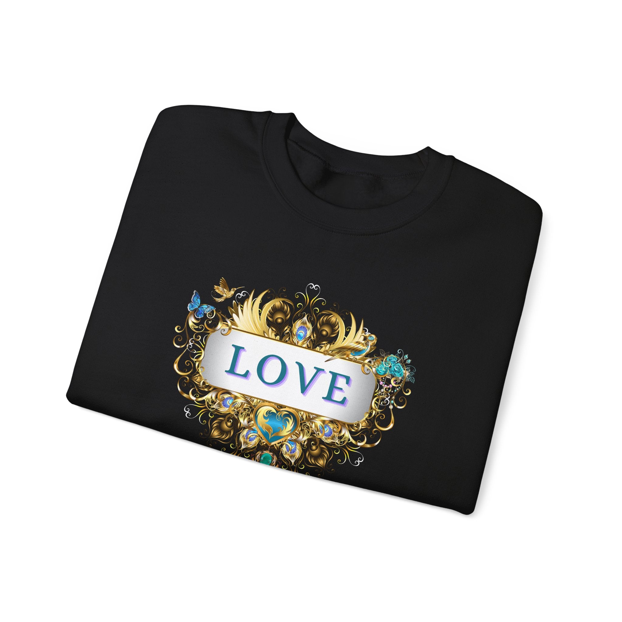 LOVE – Statement Sweatshirt mit filigranem Golddruck - Divine DeSein