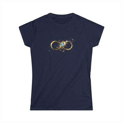 Goldenes Infinity Symbol - figurbetontes Damen T-Shirt