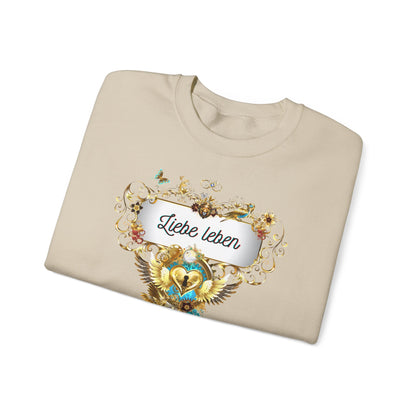 Liebe Leben – Statement Sweatshirt mit filigranem Golddruck - Divine DeSein
