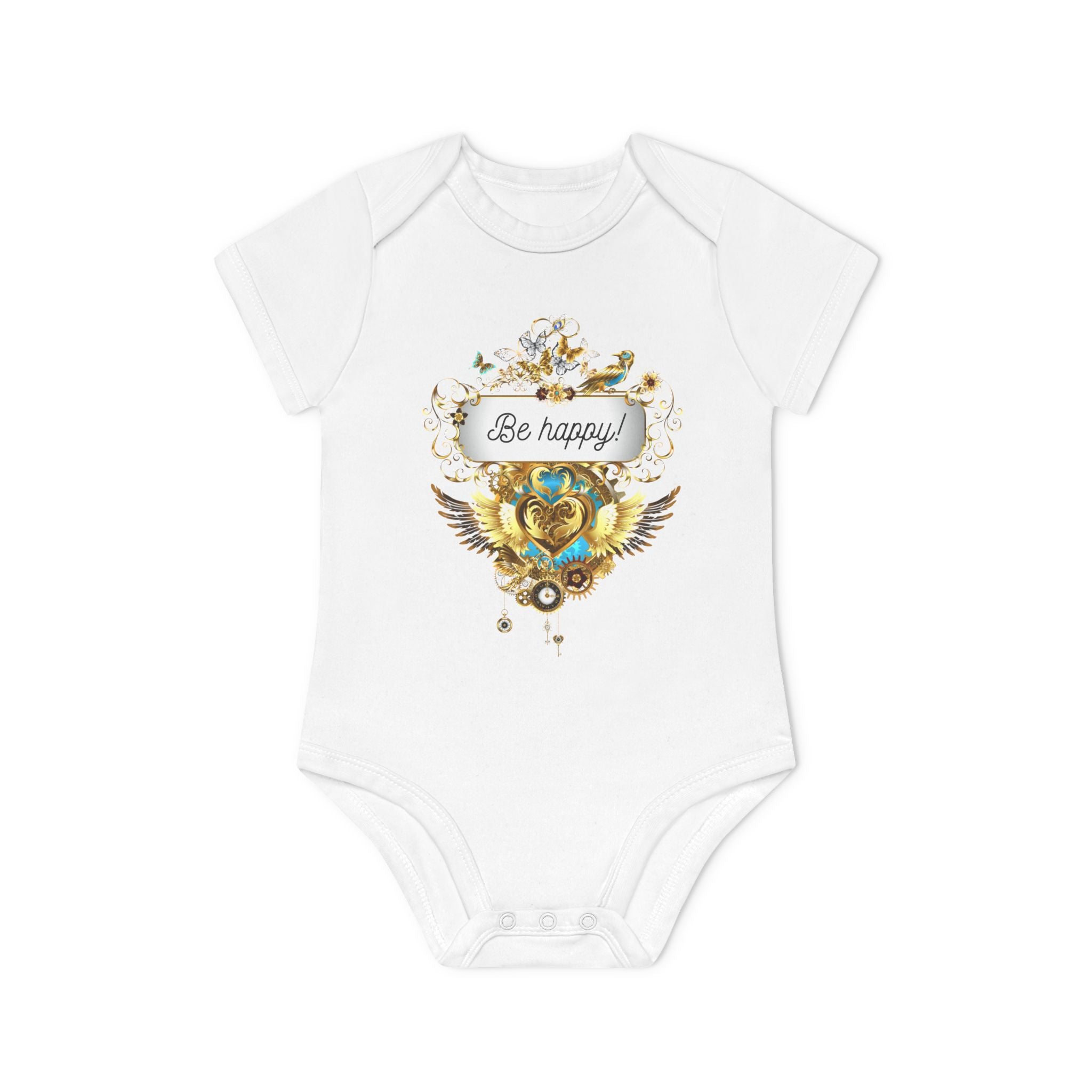 Baby-Bodysuit - "Be Happy!" aus Bio-Baumwolle