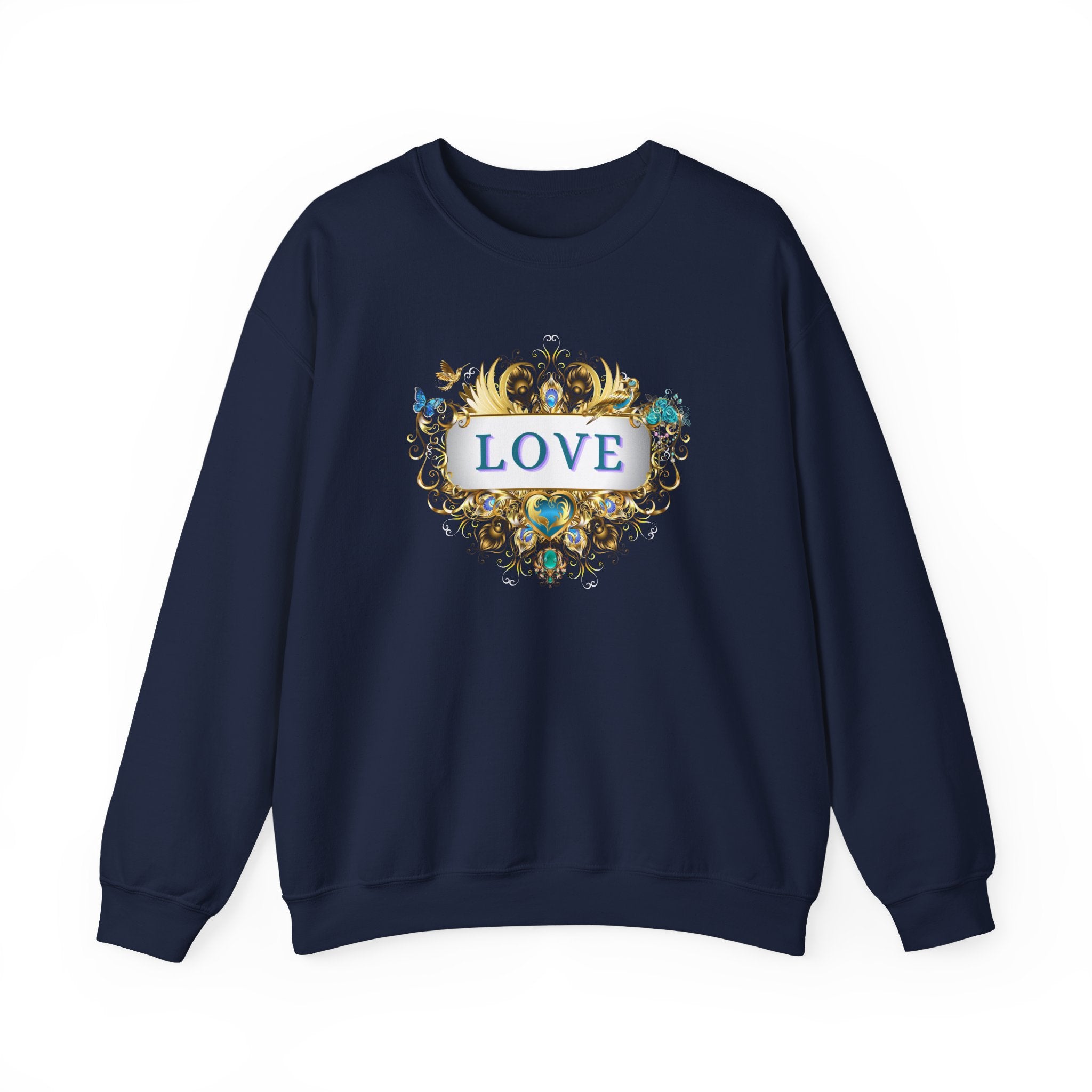 LOVE – Statement Sweatshirt mit filigranem Golddruck - Divine DeSein