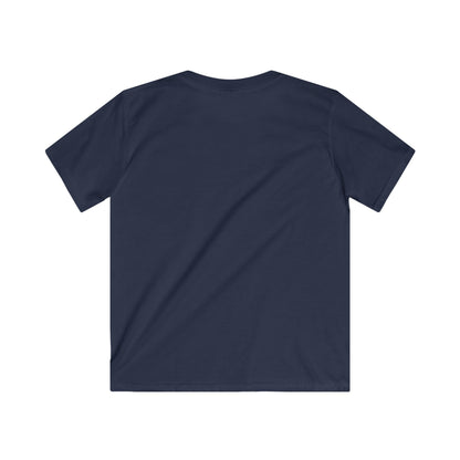 "Be Happy" Kids Softstyle T-Shirt in rosa und himmelblau