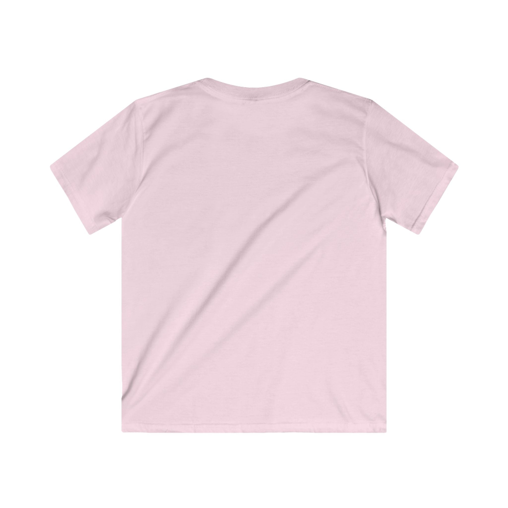 "Be Happy" Kids Softstyle T-Shirt in rosa und himmelblau
