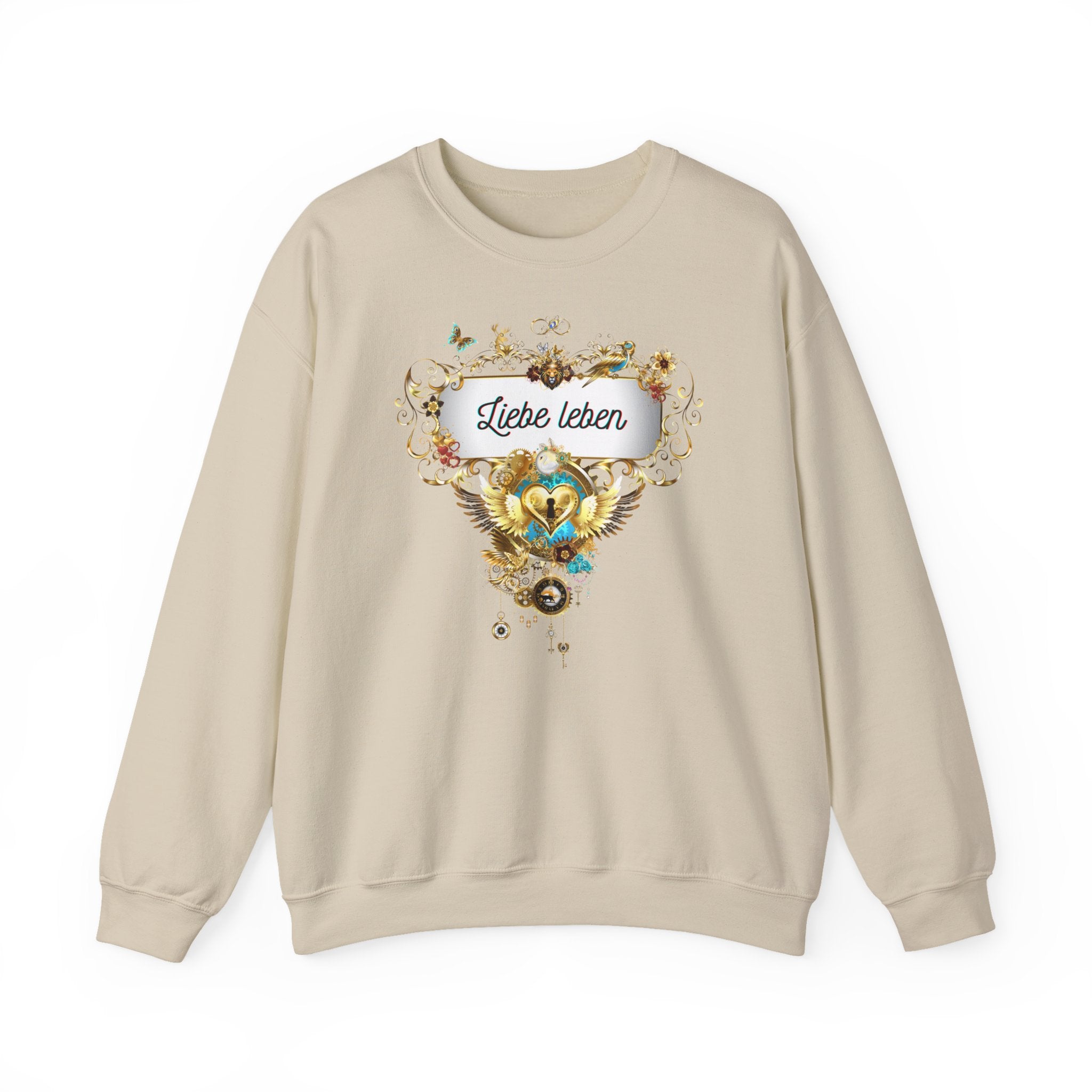 Liebe Leben – Statement Sweatshirt mit filigranem Golddruck - Divine DeSein