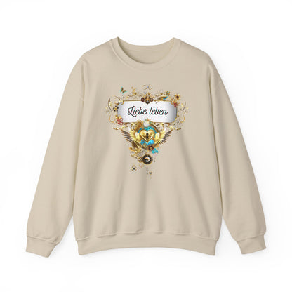 Liebe Leben – Statement Sweatshirt mit filigranem Golddruck - Divine DeSein