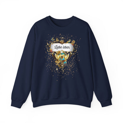 Liebe Leben – Statement Sweatshirt mit filigranem Golddruck - Divine DeSein