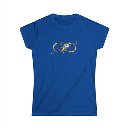 Goldenes Infinity Symbol - figurbetontes Damen T-Shirt