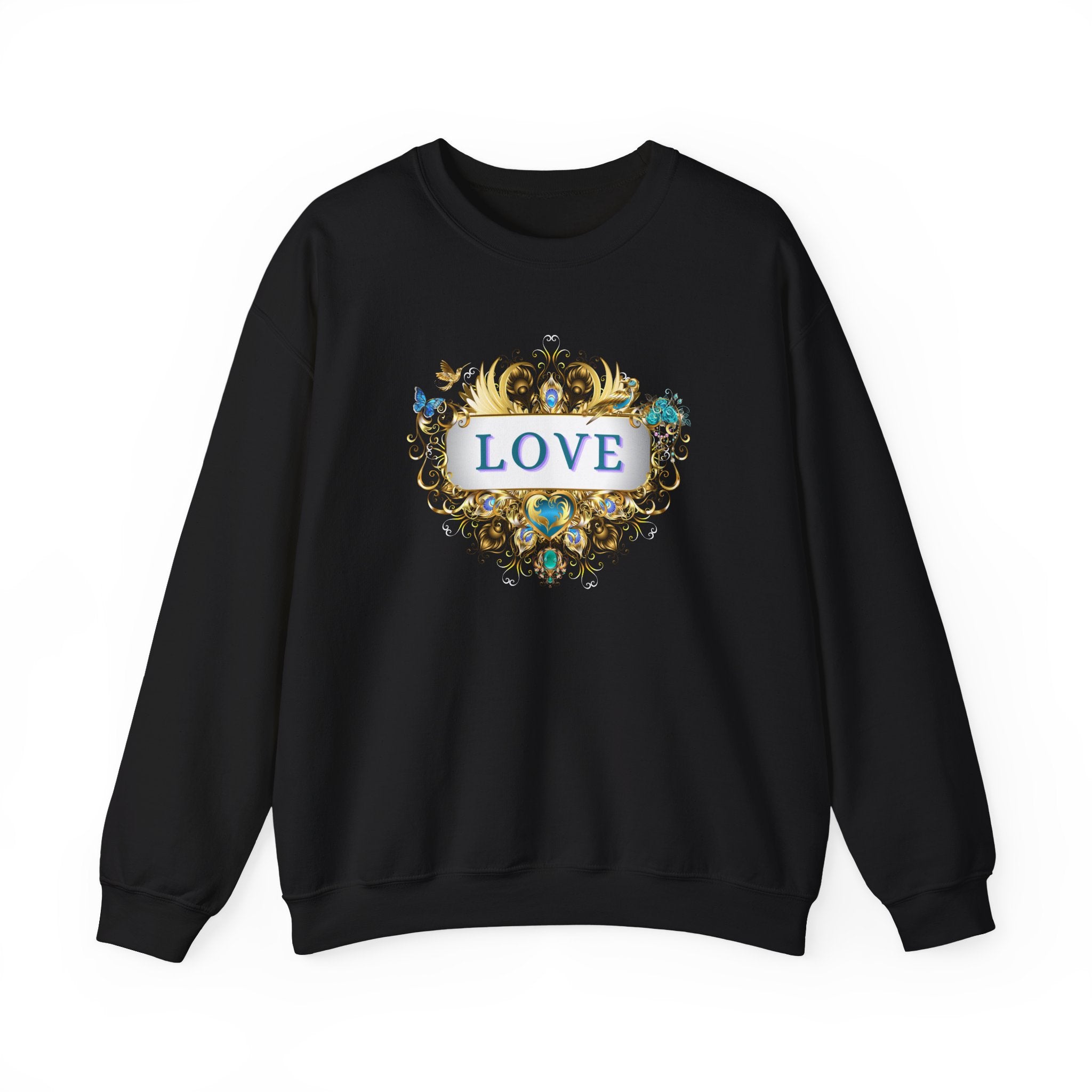 LOVE – Statement Sweatshirt mit filigranem Golddruck - Divine DeSein