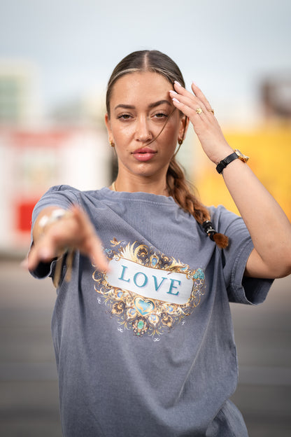 LOVE Acid Wash T-Shirt – Premium Statement - Divine DeSein