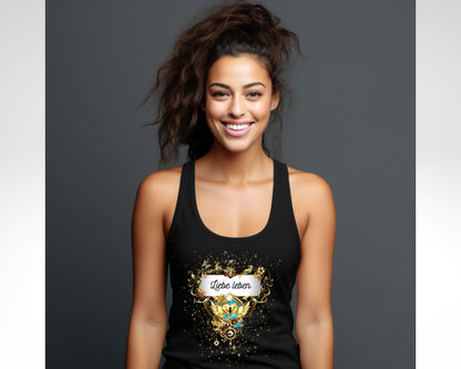 Damentop "Liebe Leben" Statement Top aus Bio-Baumwolle - Divine DeSein