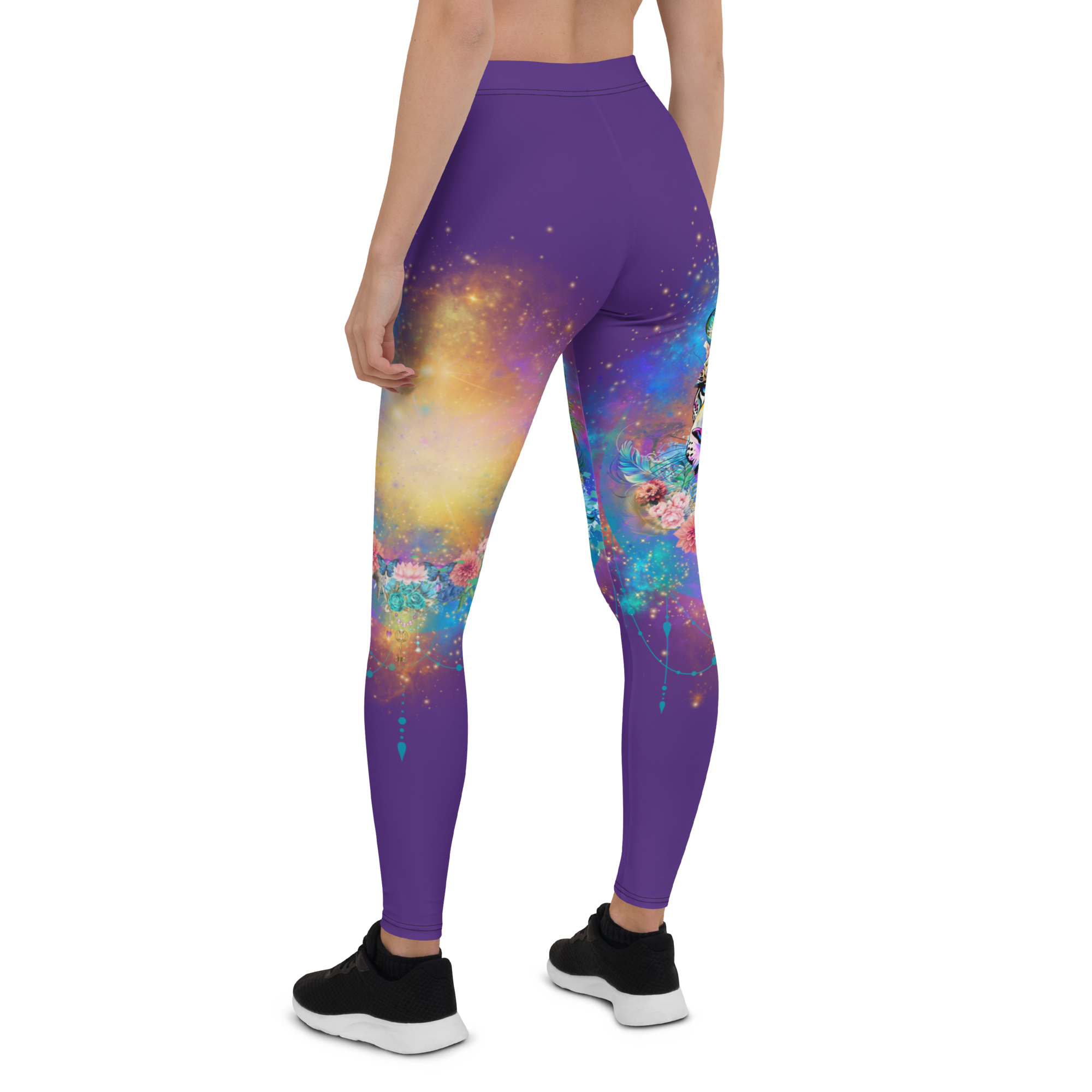 Besondere Leoparden Leggings - Bagheera´s Zauber - violett schmaler Bund