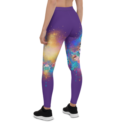 Besondere Leoparden Leggings - Bagheera´s Zauber - violett schmaler Bund